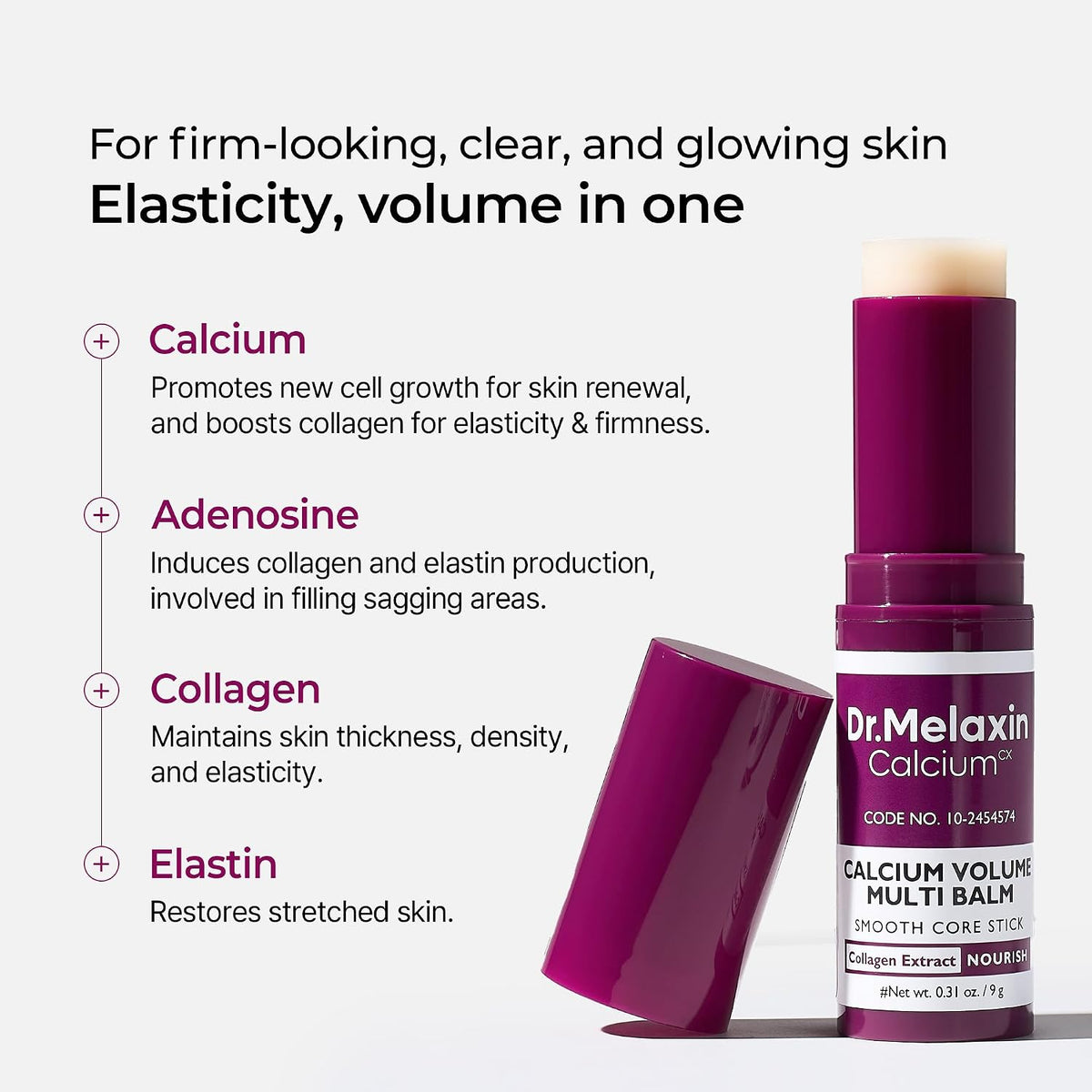 Dr.melaxin Calcium Firming Duo Set - Intense Firming Face Cream + Collagen Multi Balm Stick, Korean Skincare for Sagging Skin, Wrinkles, Dark Circles & Volume Loss, Niacinamide Adenosine, 2 Piece Bund