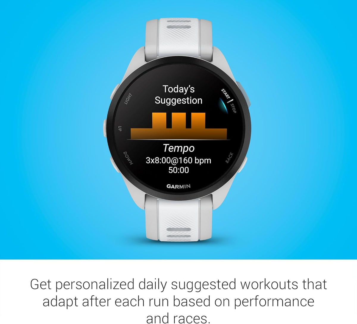 Garmin Forerunner® 165, Running Smartwatch, 43mm, Whitestone