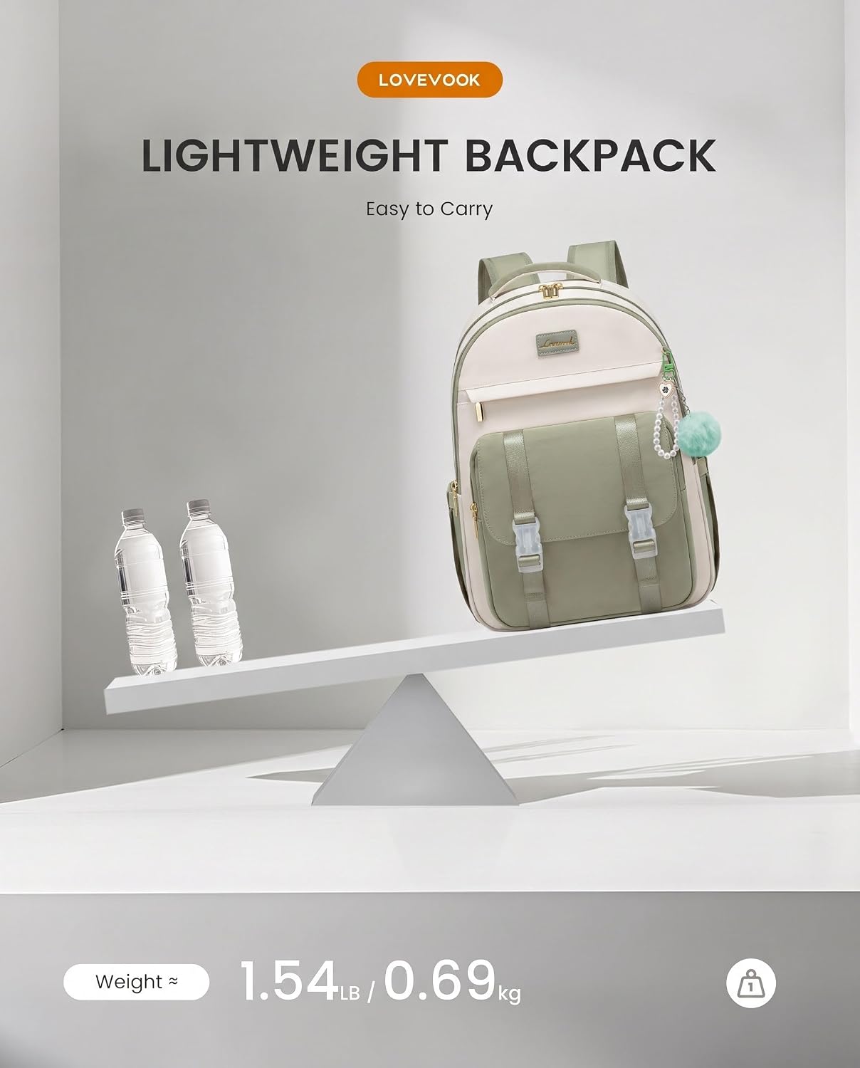 LOVEVOOK School Backpack for Teen Girls, Cute Student Backpack Purse Kid Bookbag for 8-17 Teenage, Back to School Backpacks Fit 15.6 Inch Laptop, College Travel Bag with Large Water Bottle Holder