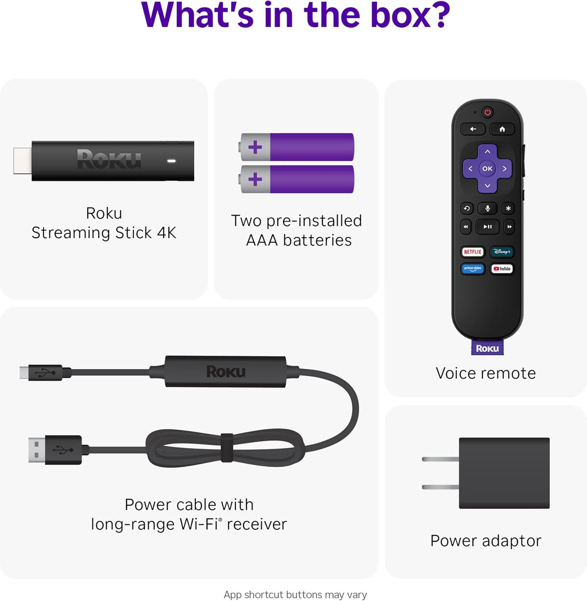 Roku Streaming Stick 4K with Voice Remote - HDR10+ & Dolby Vision