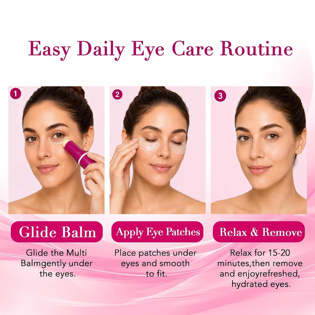 Eye Care Duo – Calcium Multi Balm Stick + Hydrogel Under Eye Patches 60ea (30 Pairs), Hydrating & Smoothing Eyes Treatment, Gentle on Skin, Travel Friendly