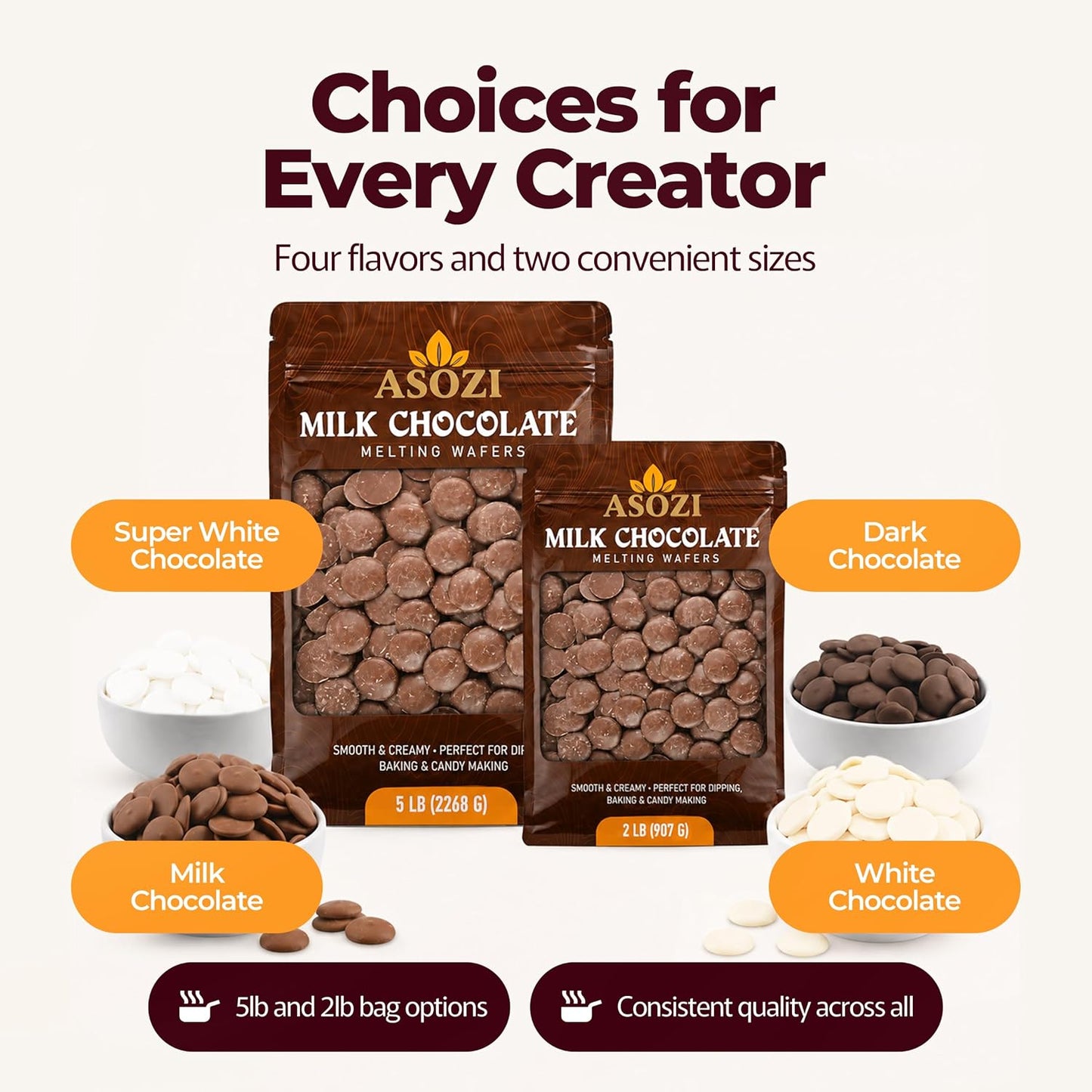 Milk Chocolate Melting Wafers 2lb | Candy Melts for Fountain & Dipping