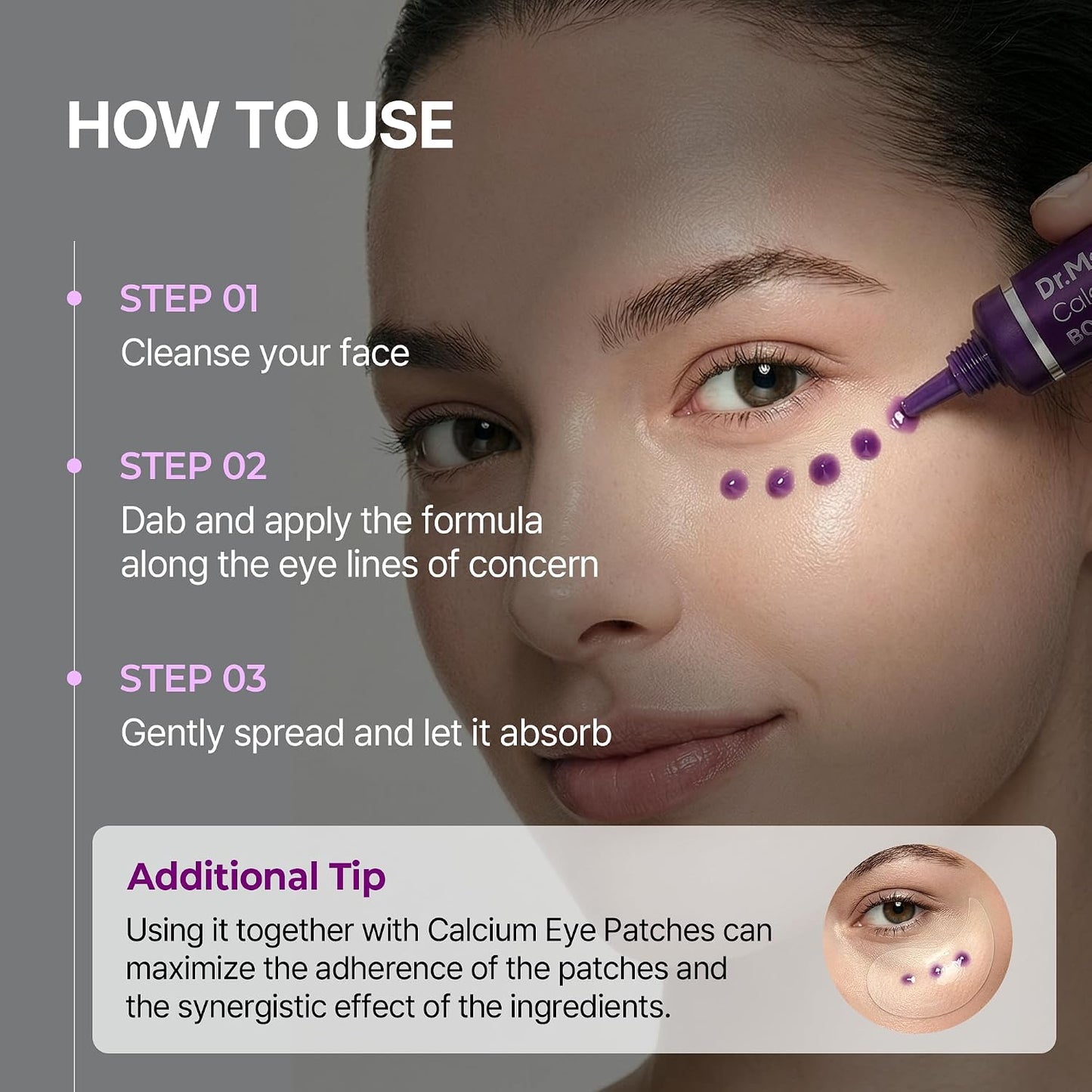 Dr.Melaxin Calcium Bonding Eye Cream with Peptides & Rebornic, Firming Eye Treatment for Wrinkles & Puffy Eyes, Elastin for Dark Circles & Hydrating Care, 0.51 fl.oz