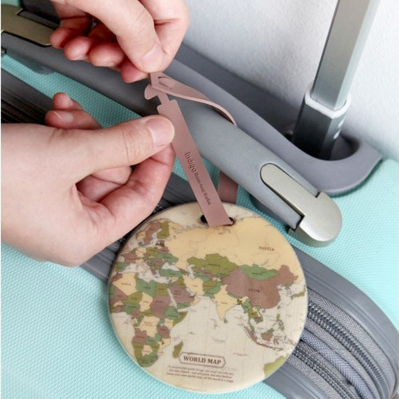 Map Luggage Tag Women Travel Accessories Silica Gel Suitcase ID Address Holder Baggage Boarding Tag Portable Label
