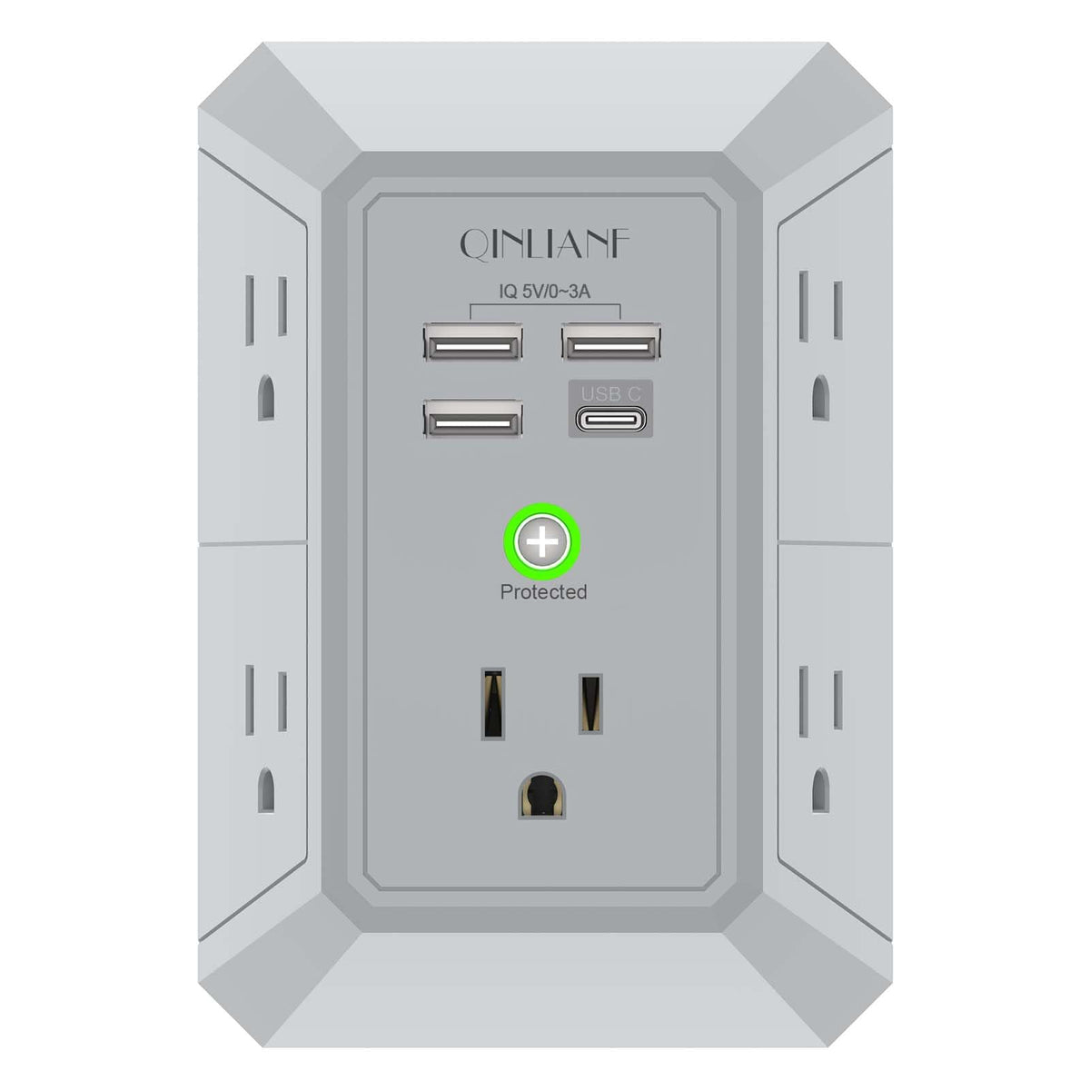 Wall Charger, Surge Protector, QINLIANF 5 Outlet Extender with 4 USB Ports