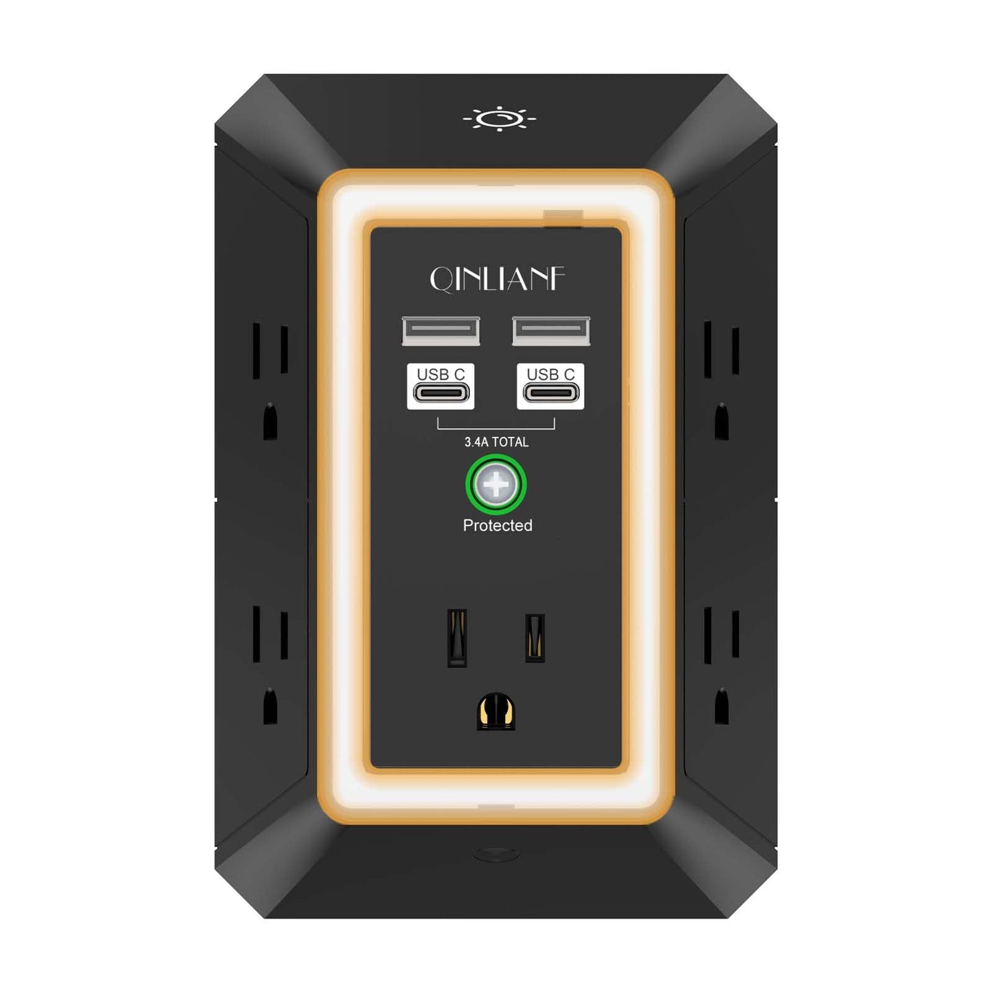 Wall Charger, Surge Protector, QINLIANF 5 Outlet Extender with 4 USB Ports