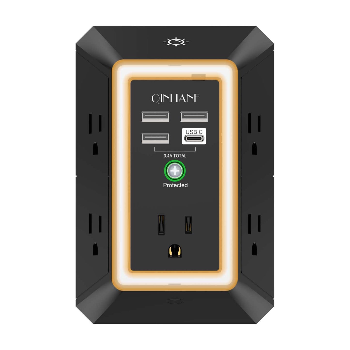 Wall Charger, Surge Protector, QINLIANF 5 Outlet Extender with 4 USB Ports