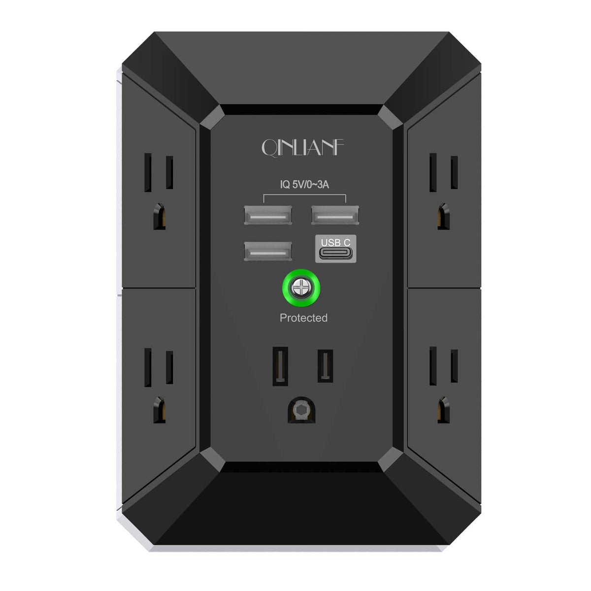 Wall Charger, Surge Protector, QINLIANF 5 Outlet Extender with 4 USB Ports