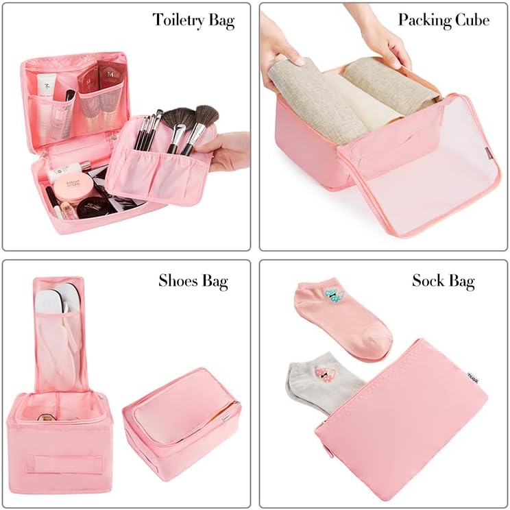 BAGAIL 8 Set Packing Cubes Luggage Packing Organizers for Travel Accessories-Aqua Color