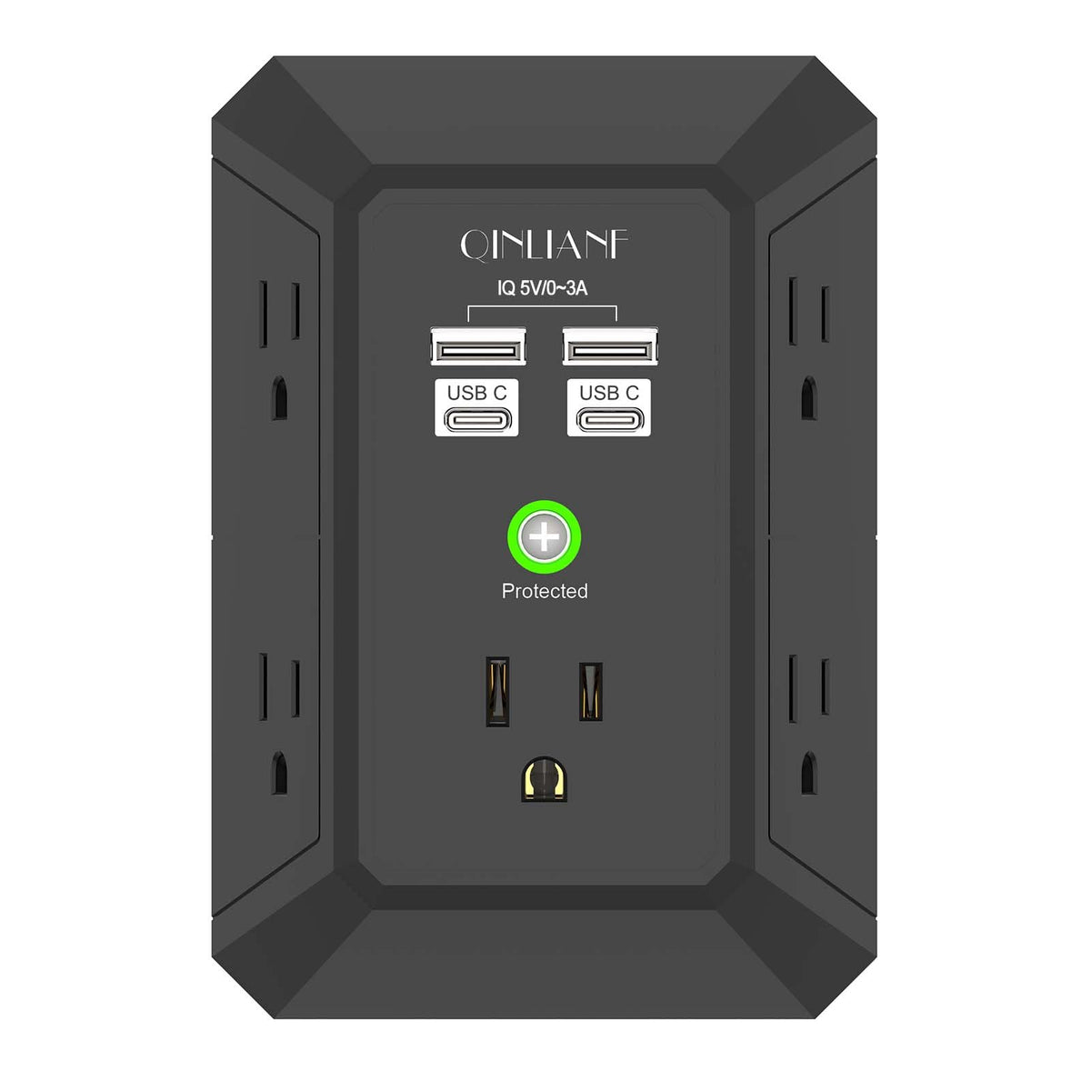 Wall Charger, Surge Protector, QINLIANF 5 Outlet Extender with 4 USB Ports