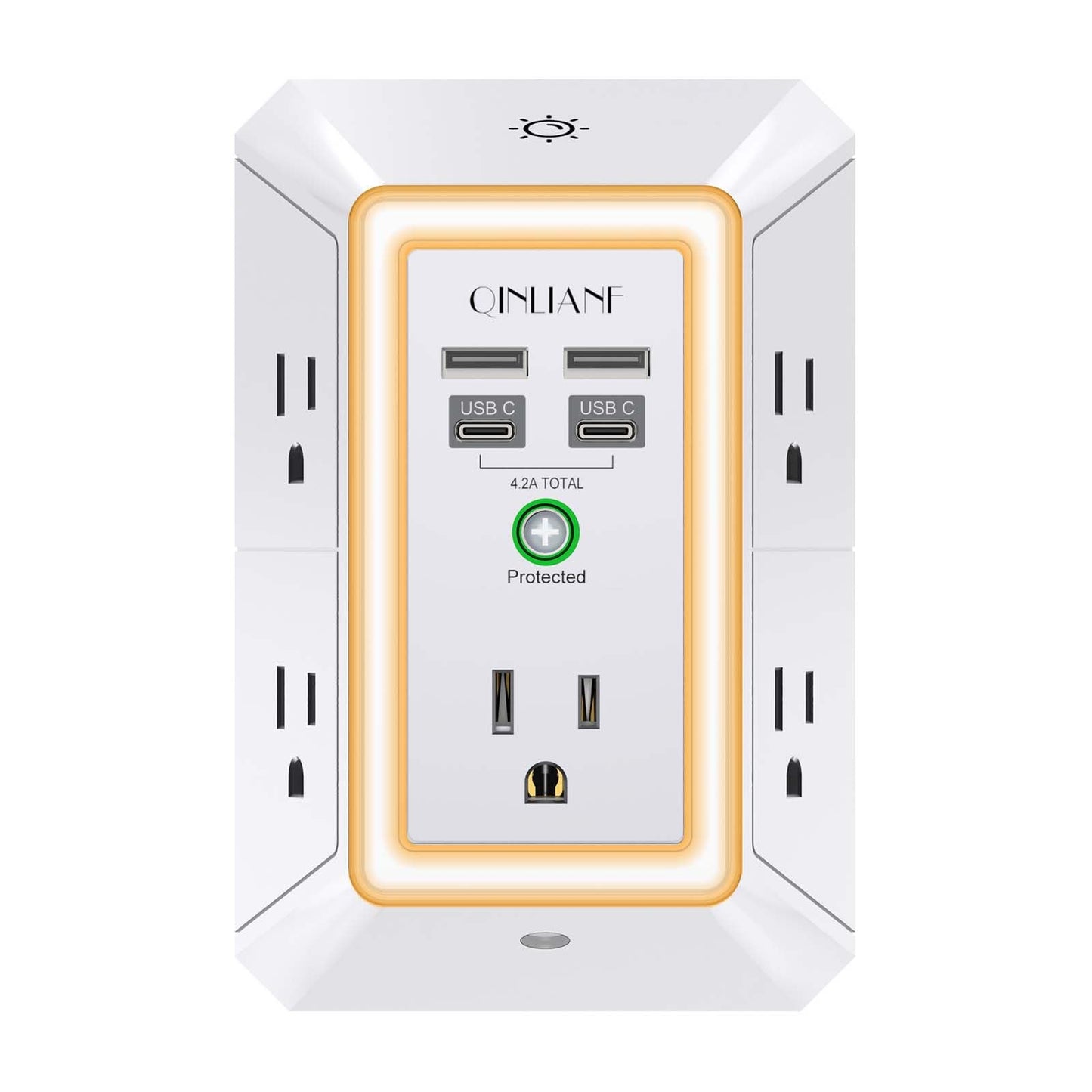 Wall Charger, Surge Protector, QINLIANF 5 Outlet Extender with 4 USB Ports