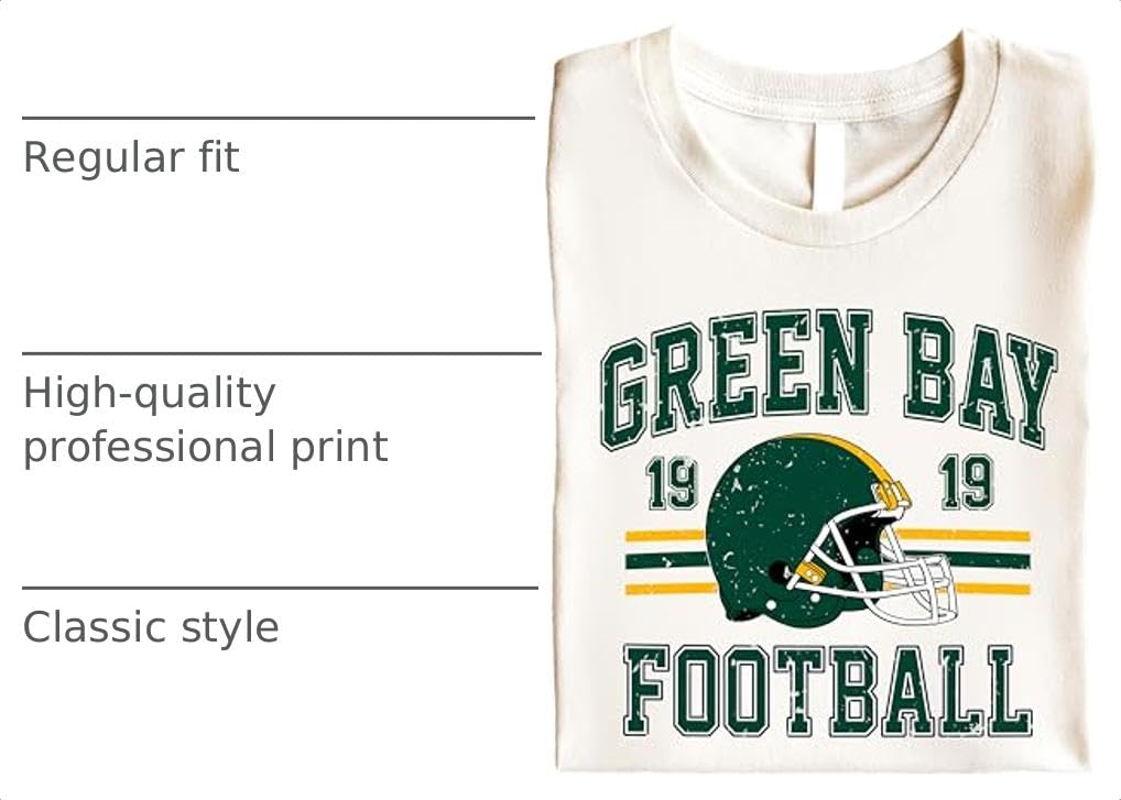 Vintage Green Bay 1919 Football Shirt for Men Women and Kids Distressed Green and Gold Tee