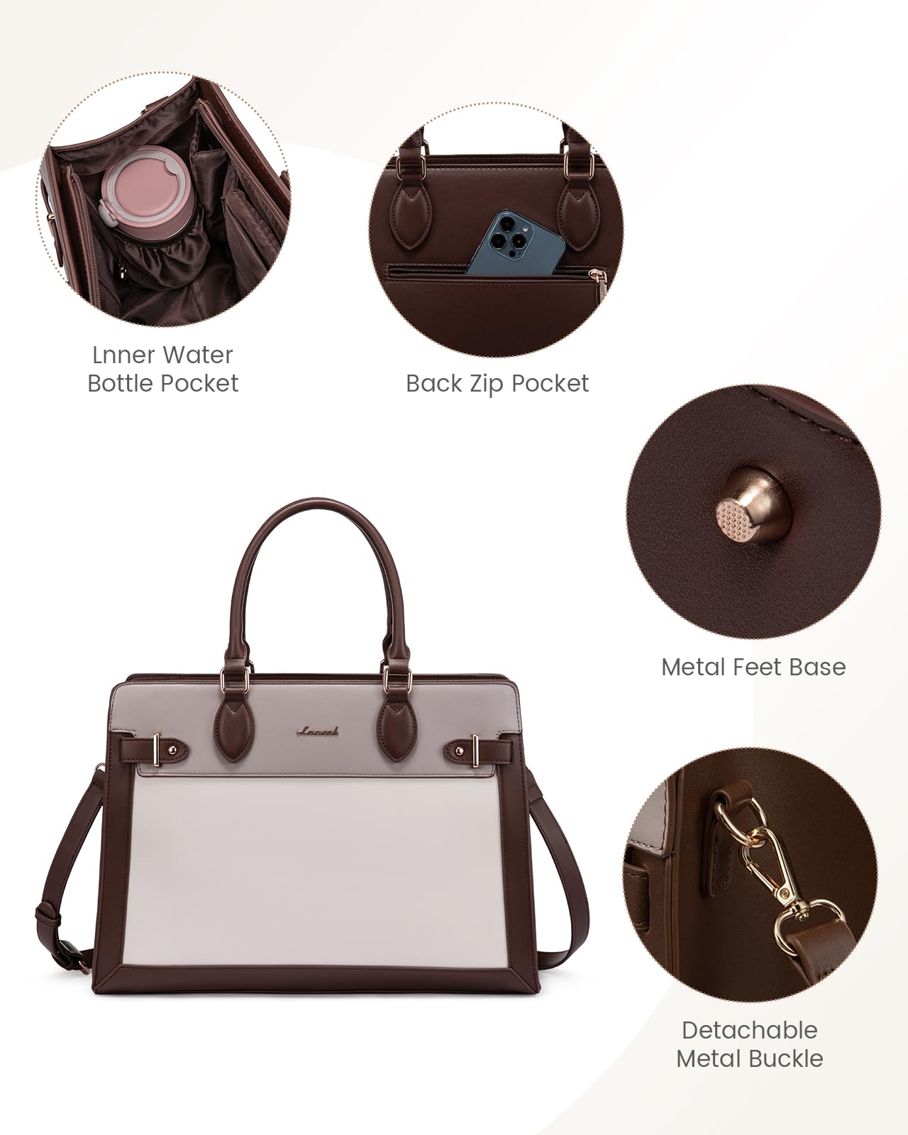LOVEVOOK Laptop Bag for Women 15.6 Inch Work Tote, Business Computer Briefcase, Waterproof PU Leather Tote Bag for Teacher, Office Shoulder Tote Purse