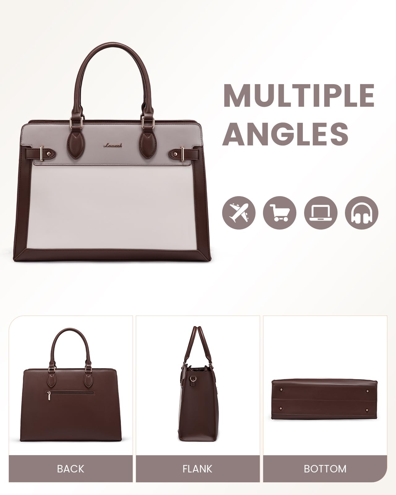 LOVEVOOK Laptop Bag for Women 15.6 Inch Work Tote, Business Computer Briefcase, Waterproof PU Leather Tote Bag for Teacher, Office Shoulder Tote Purse