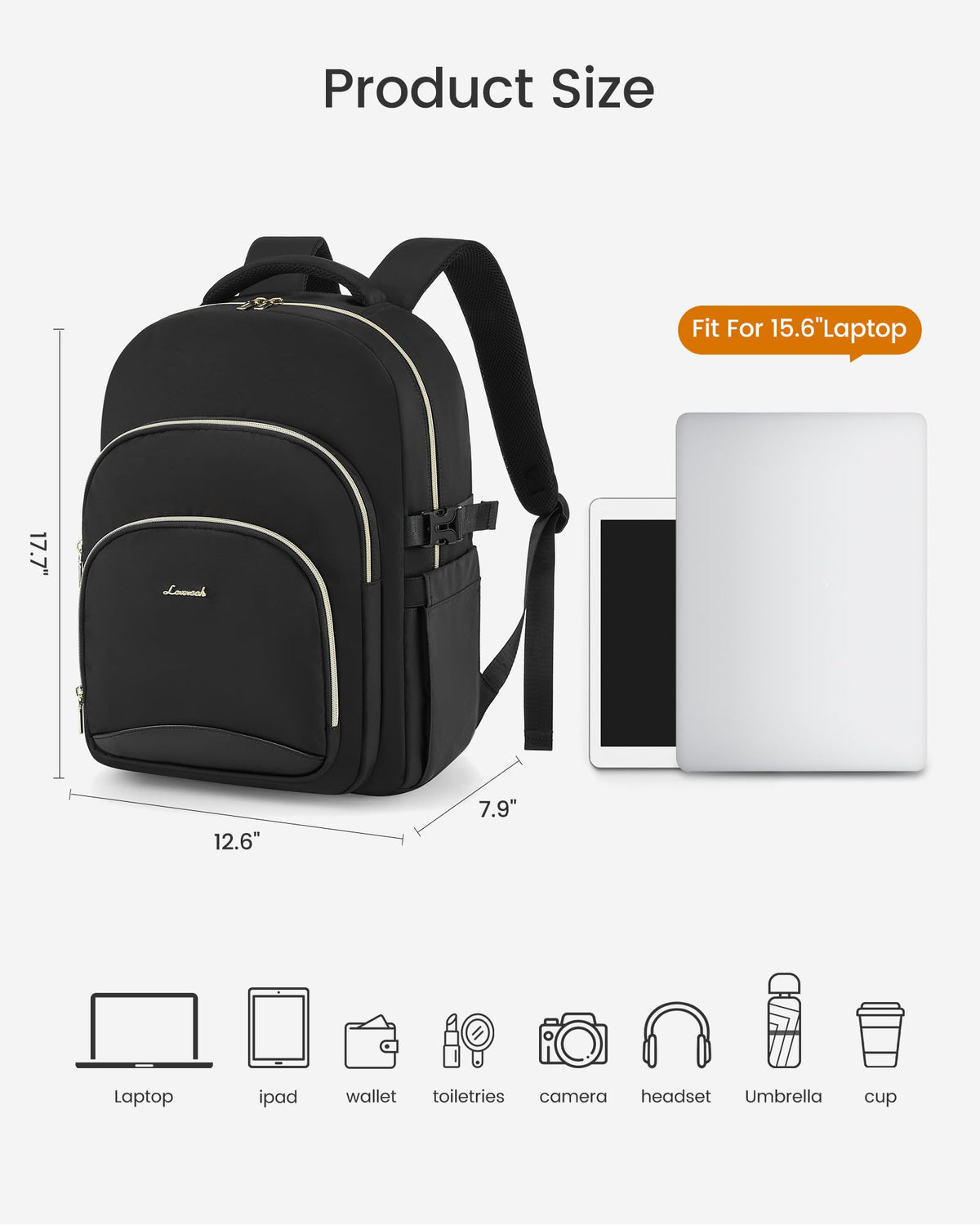 LOVEVOOK Laptop Backpack for Women, 15.6-Inch Work Backpack, Back to School Bookbag for College Student Teen Girls, Casual Personal Item Travel Bag Business Computer Daypack for Teacher Nurse, Gift
