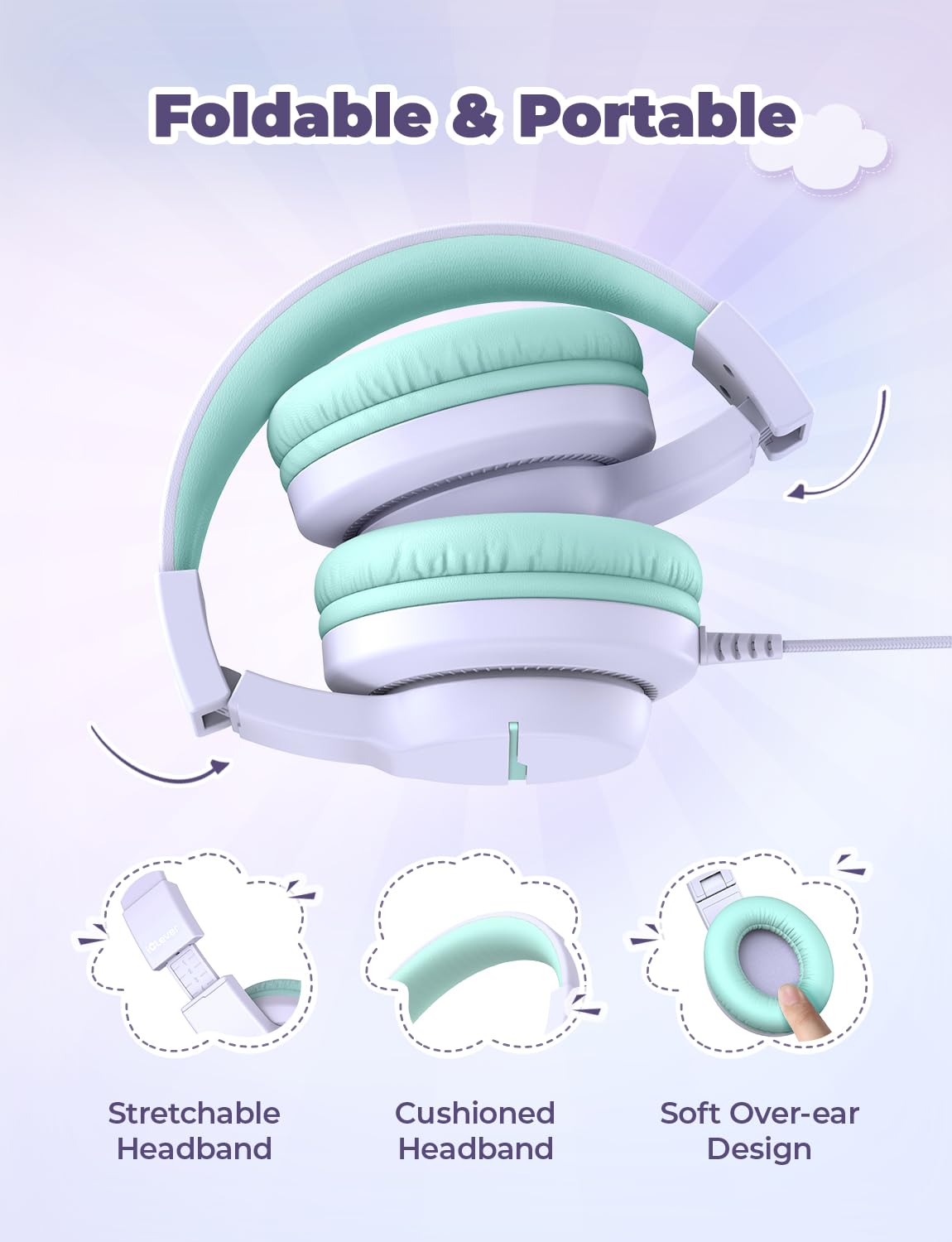 iClever HS19S Kids Headphones for School, Over-Ear for Toddler Boys Girls