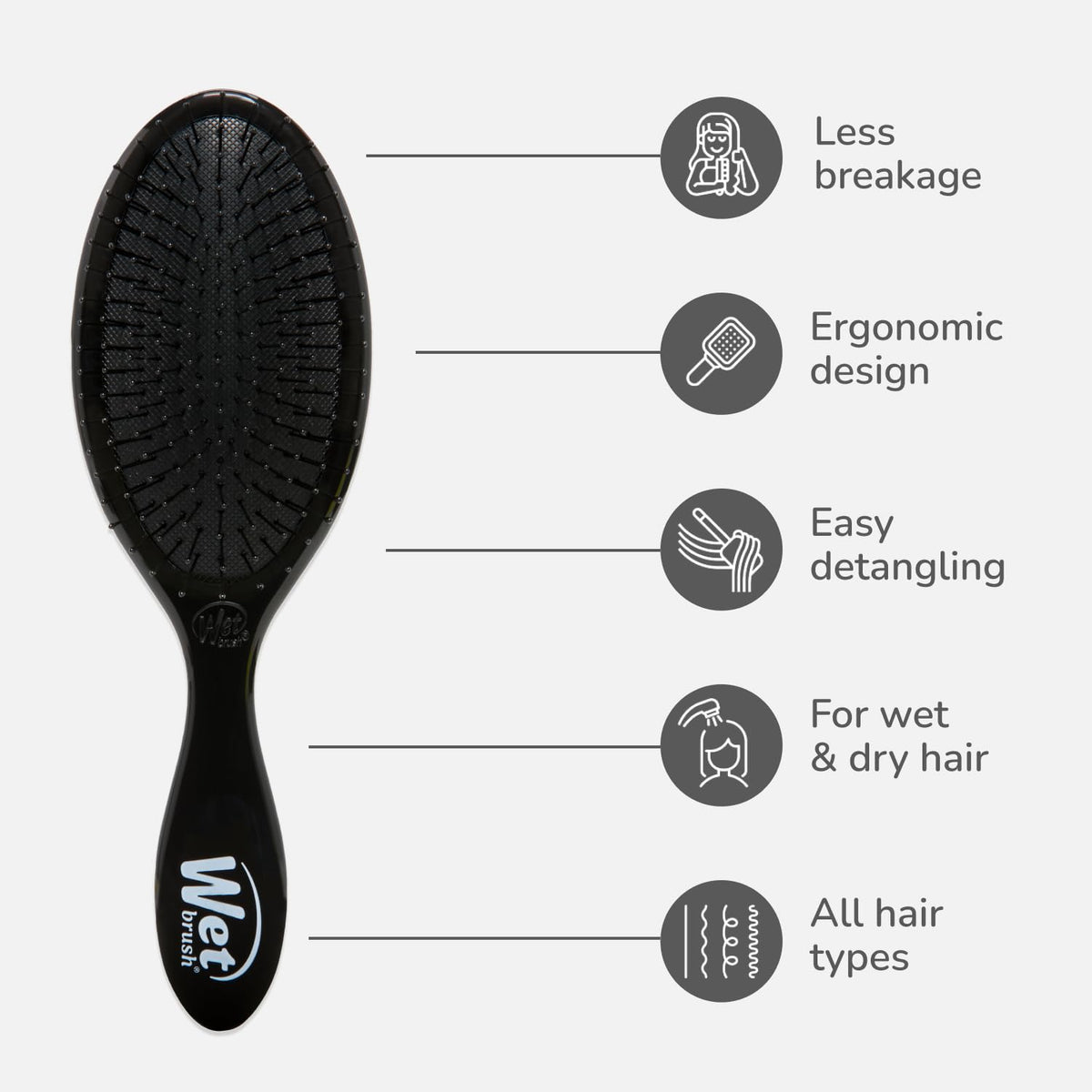 Wet Brush Original Detangler Hair Brush, Black Frost, For All Hair Textures