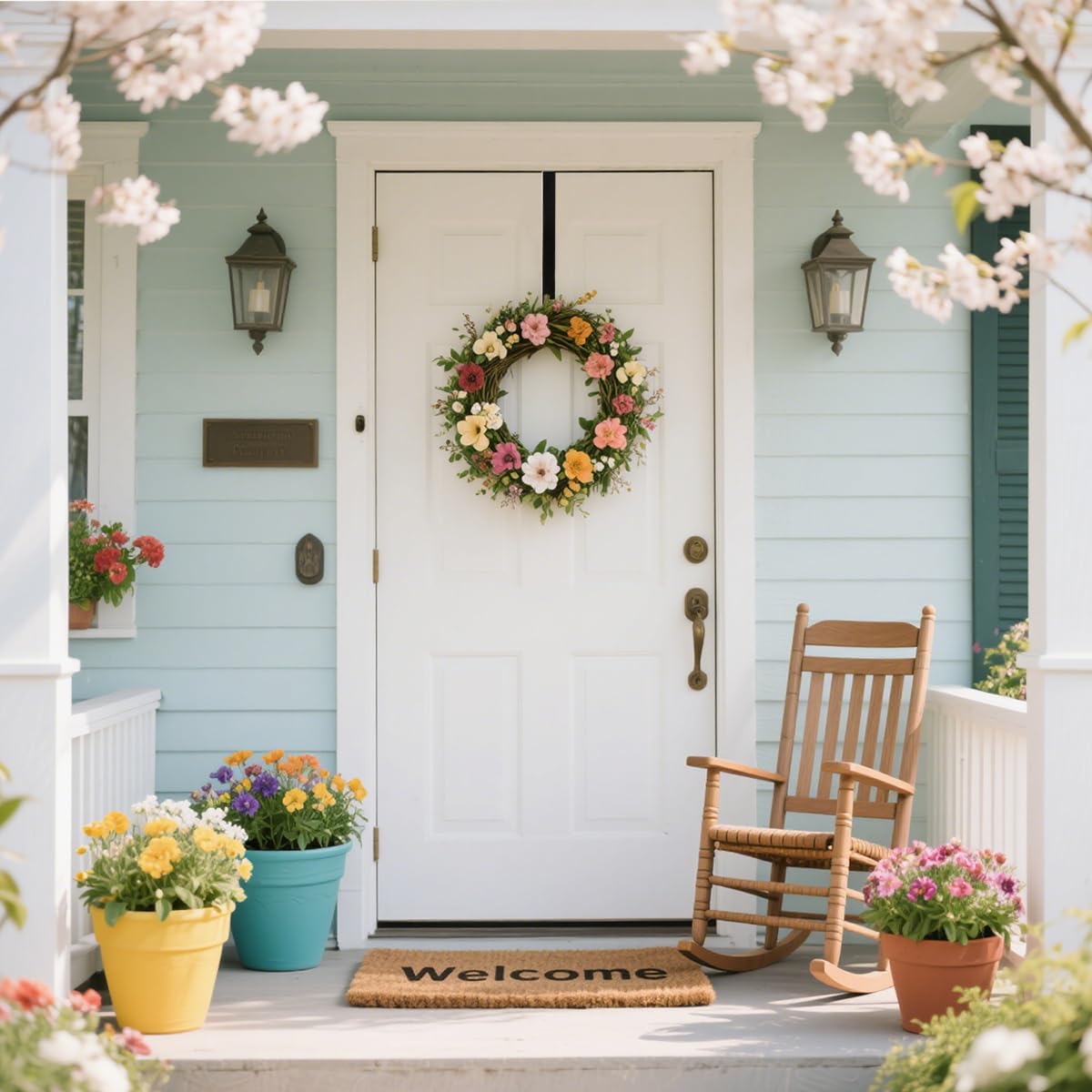 Sattiyrch 15" Wreath Hanger for Front Door, Over the Door Wreath Hook