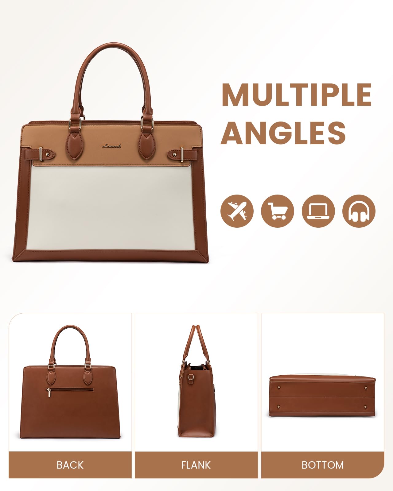 LOVEVOOK Laptop Bag for Women 15.6 Inch Work Tote, Business Computer Briefcase, Waterproof PU Leather Tote Bag for Teacher, Office Shoulder Tote Purse