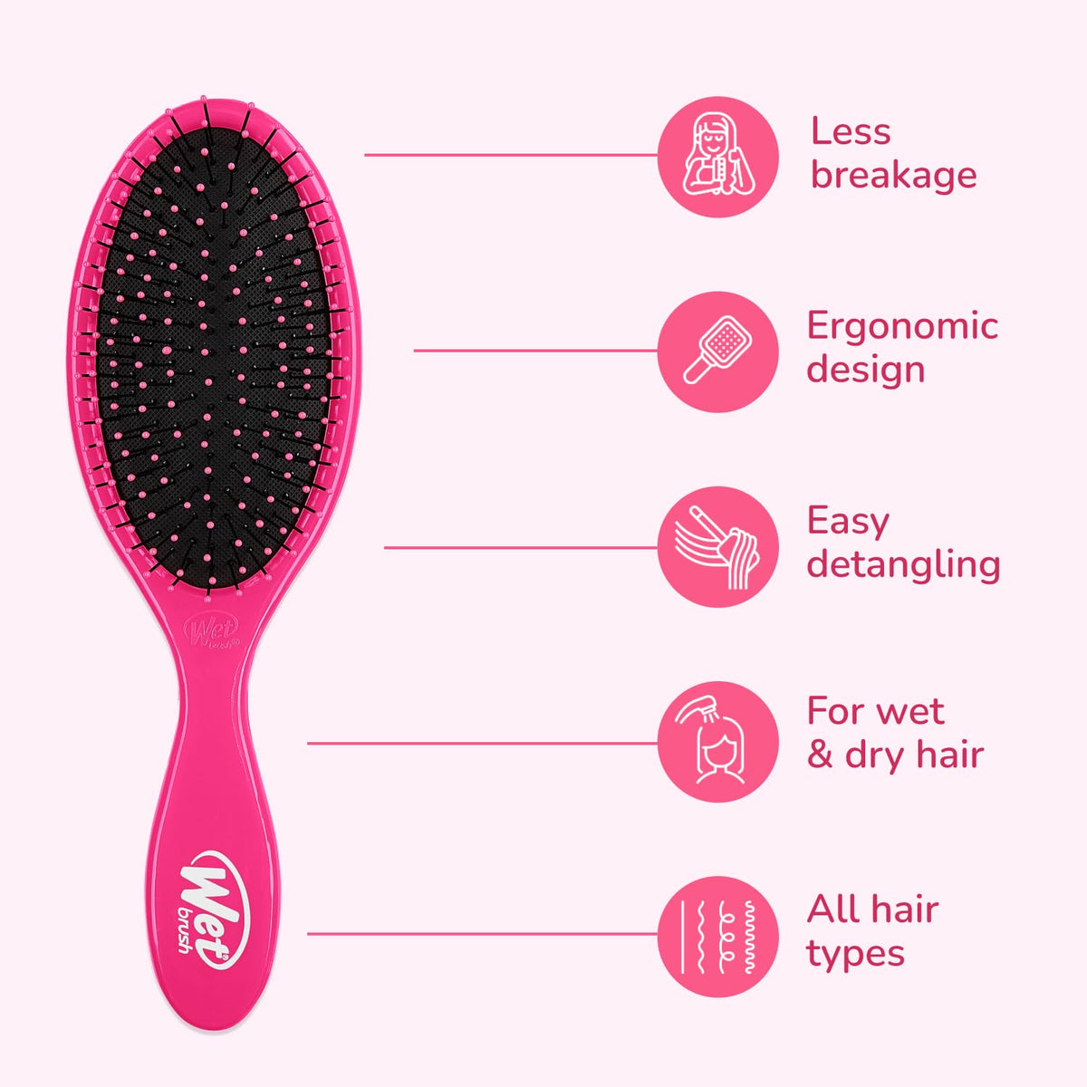 Wet Brush Original Detangler Hair Brush, Black Frost, For All Hair Textures