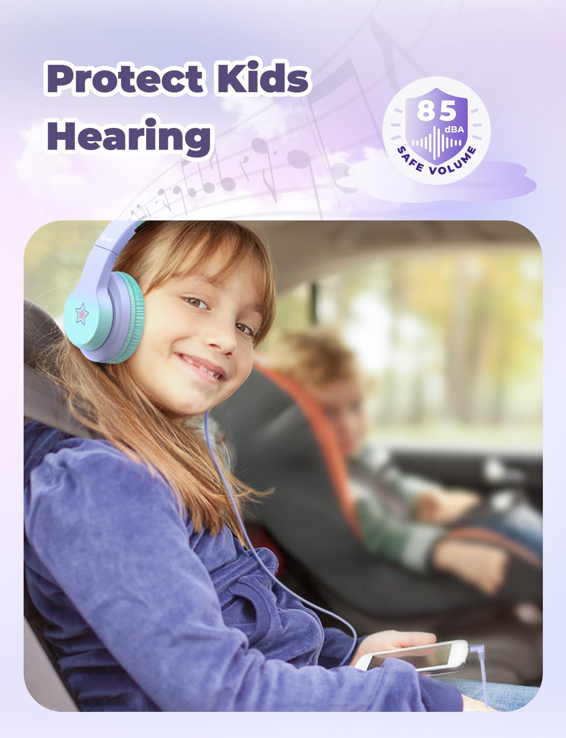 iClever HS19S Kids Headphones for School, Over-Ear for Toddler Boys Girls