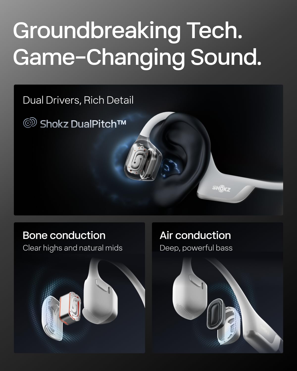 SHOKZ OpenRun Pro 2 Bone Conduction Bluetooth Sport Headphones, Black
