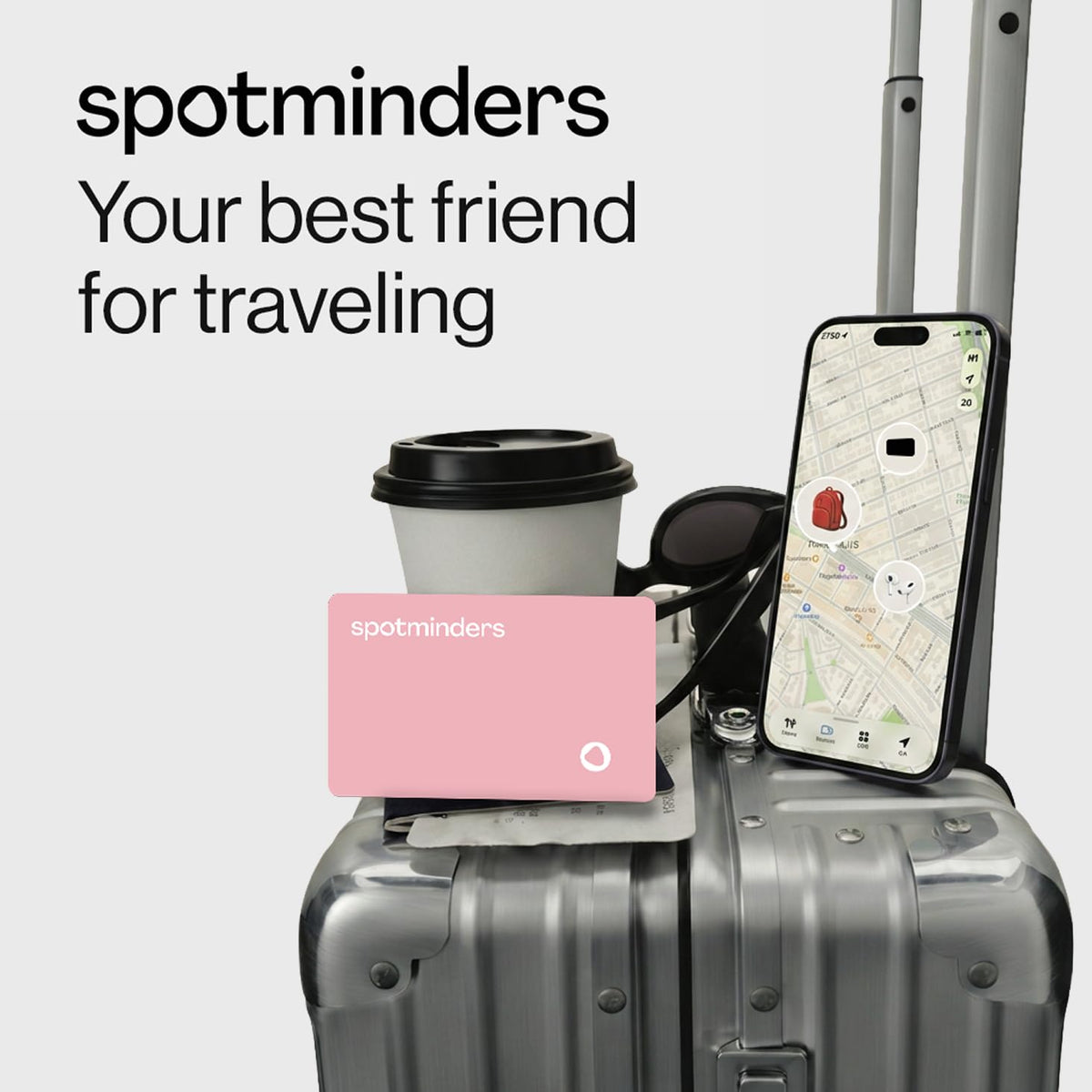 SPOTMINDERS Apple MFi Certified Wallet Tracker 2-Pack Black & Pink (iOS Only) Travel Pack for Couples 0.07in Works with Apple Find My Rechargeable Tracking Card Slim Item Finder for Luggage, Passport