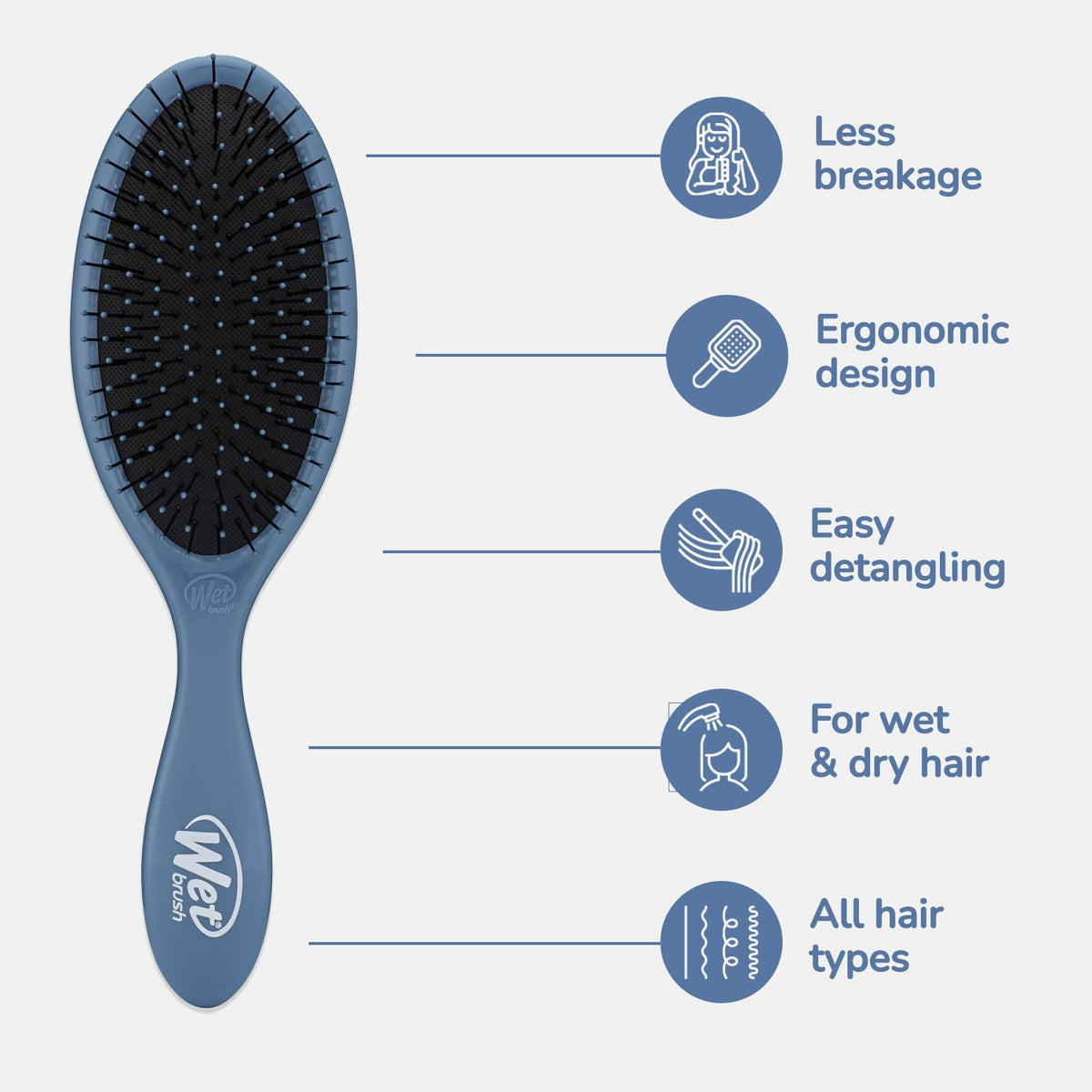 Wet Brush Original Detangler Hair Brush, Black Frost, For All Hair Textures