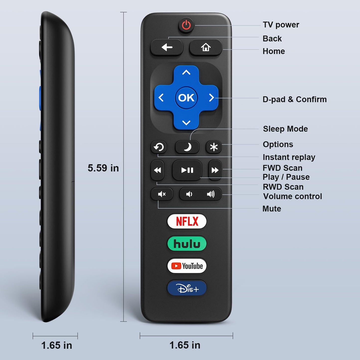 Universal-TV-Remote-Control for Samsung LG Vizio Roku TCL Hisense Sony TVs