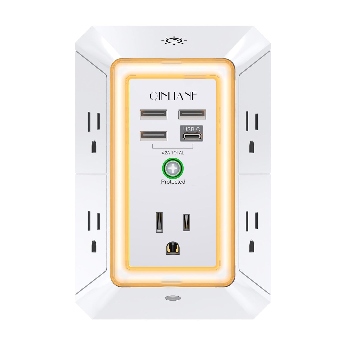 Wall Charger, Surge Protector, QINLIANF 5 Outlet Extender with 4 USB Ports