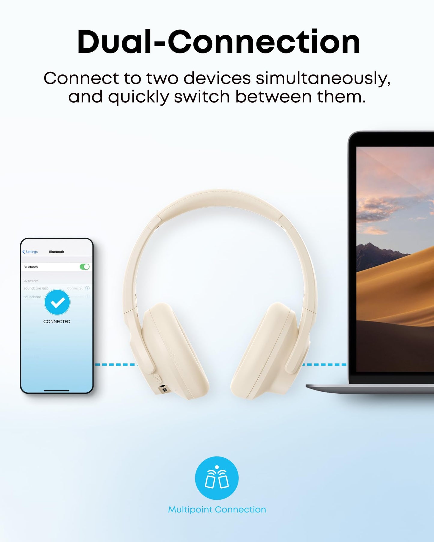 Soundcore by Anker Q20i Hybrid Active Noise Cancelling Headphones, Pink