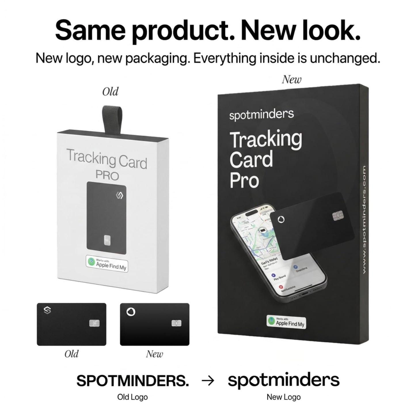 SPOTMINDERS Apple MFi Certified Wallet Tracker 2-Pack Black & Pink (iOS Only) Travel Pack for Couples 0.07in Works with Apple Find My Rechargeable Tracking Card Slim Item Finder for Luggage, Passport
