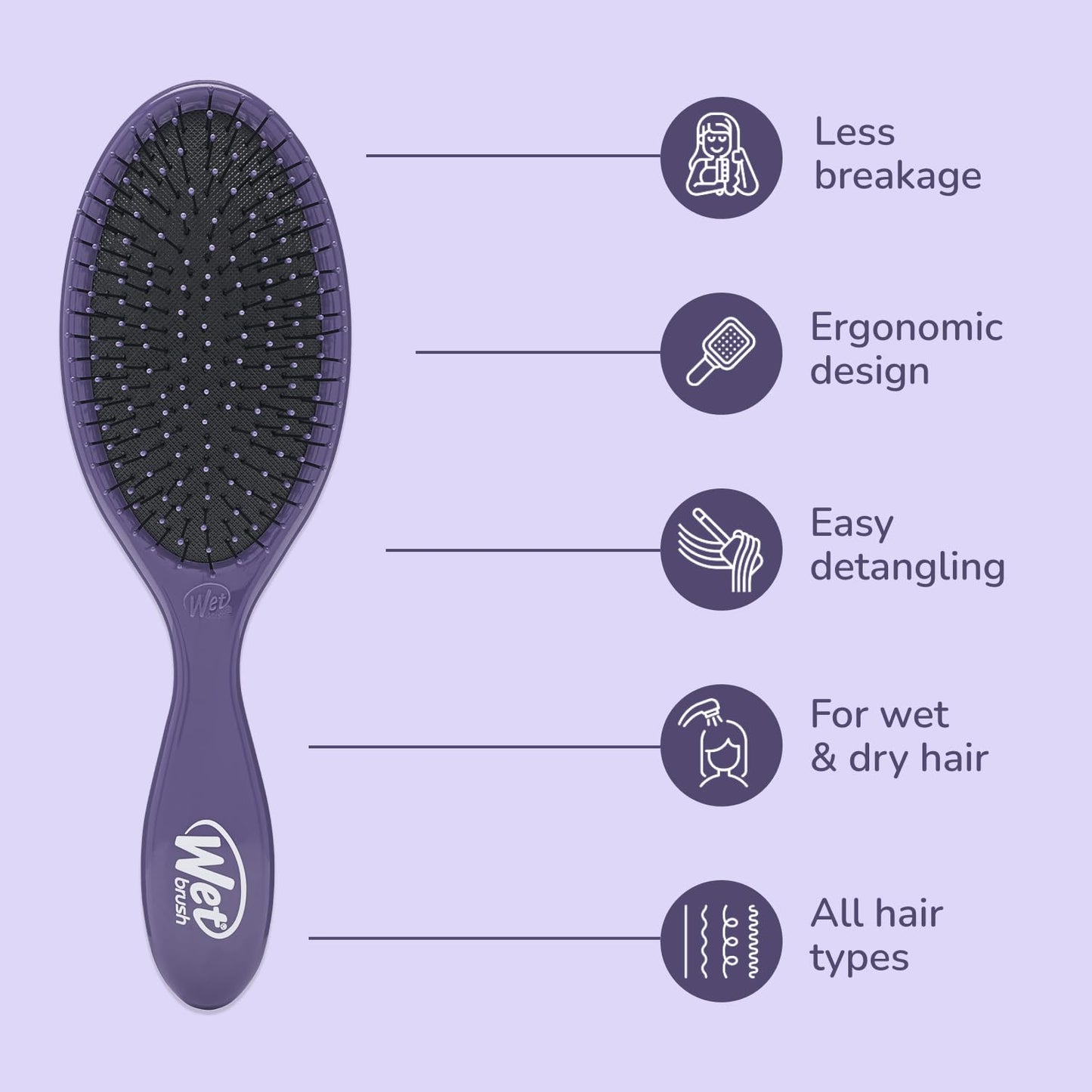 Wet Brush Original Detangler Hair Brush, Black Frost, For All Hair Textures