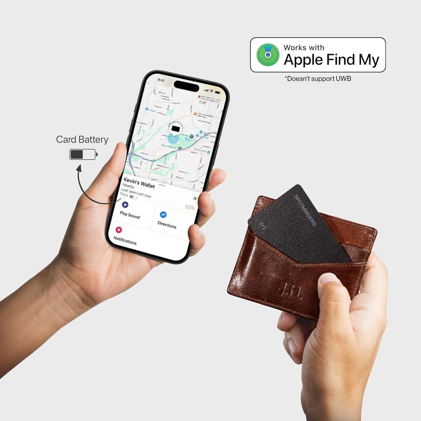 SPOTMINDERS Apple MFi Certified Wallet Tracker 2-Pack Black & Pink (iOS Only) Travel Pack for Couples 0.07in Works with Apple Find My Rechargeable Tracking Card Slim Item Finder for Luggage, Passport