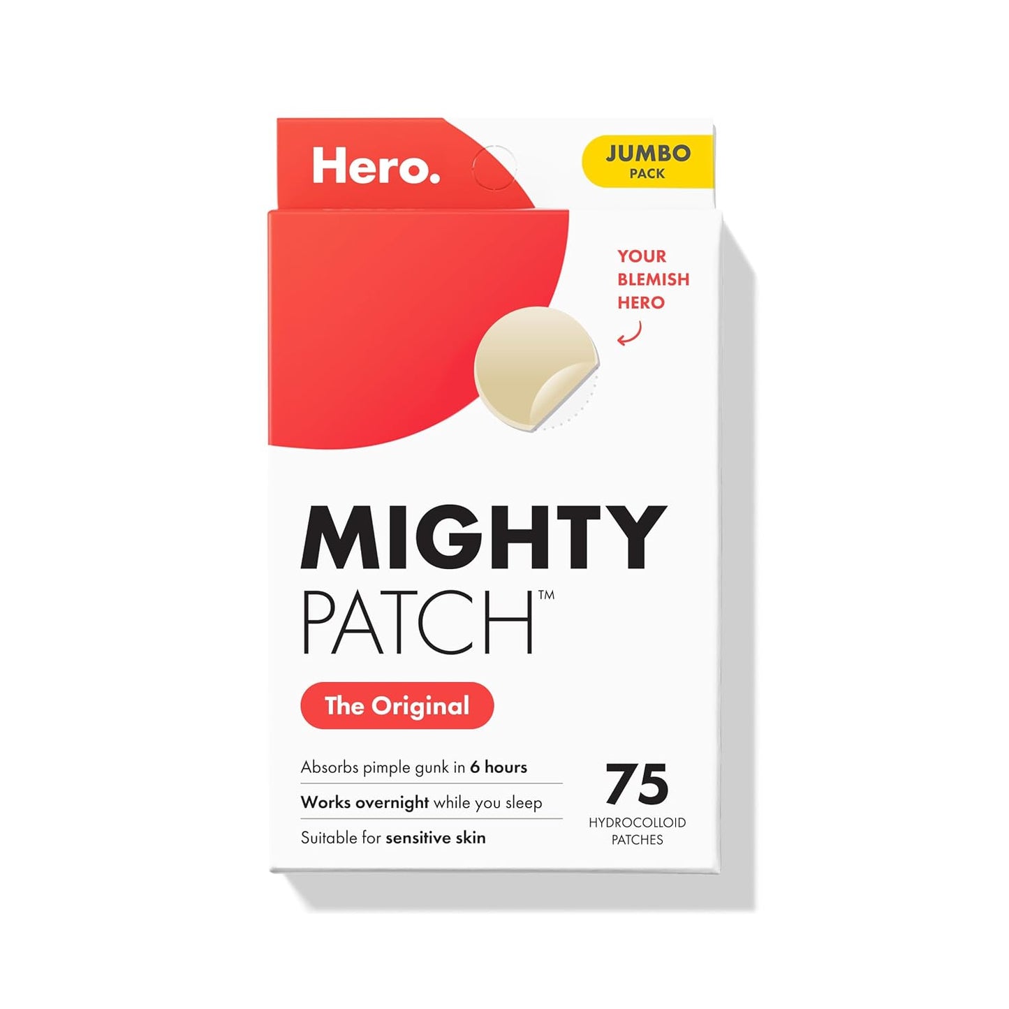 Mighty Patch Hero Cosmetics Original Nighttime Acne Pimple Patches, 36 Ct
