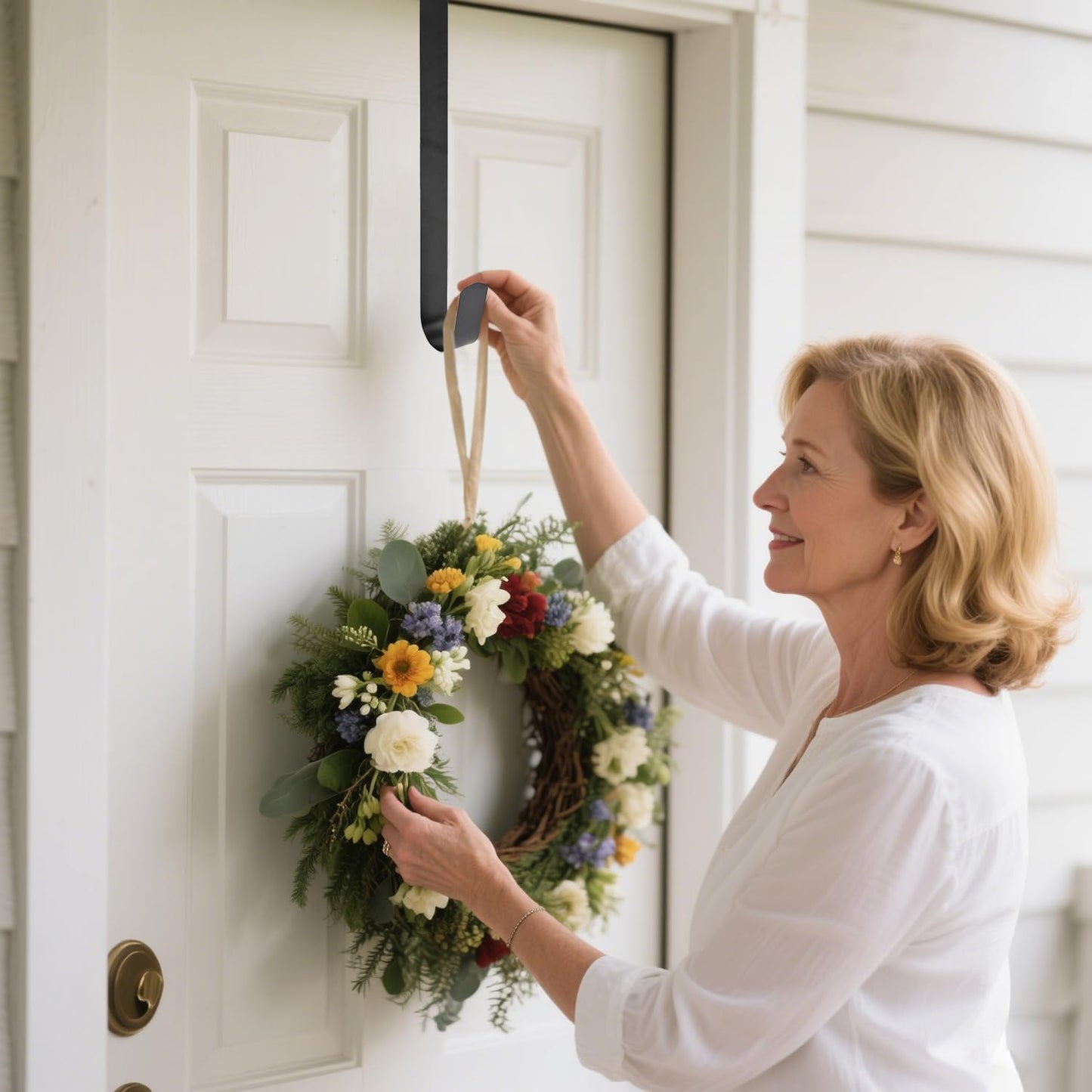 Sattiyrch 15" Wreath Hanger for Front Door, Over the Door Wreath Hook