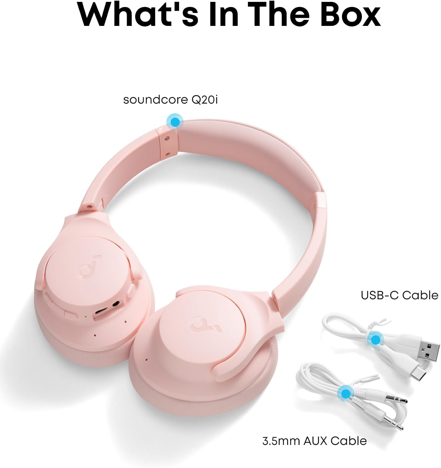 Soundcore by Anker Q20i Hybrid Active Noise Cancelling Headphones, Pink