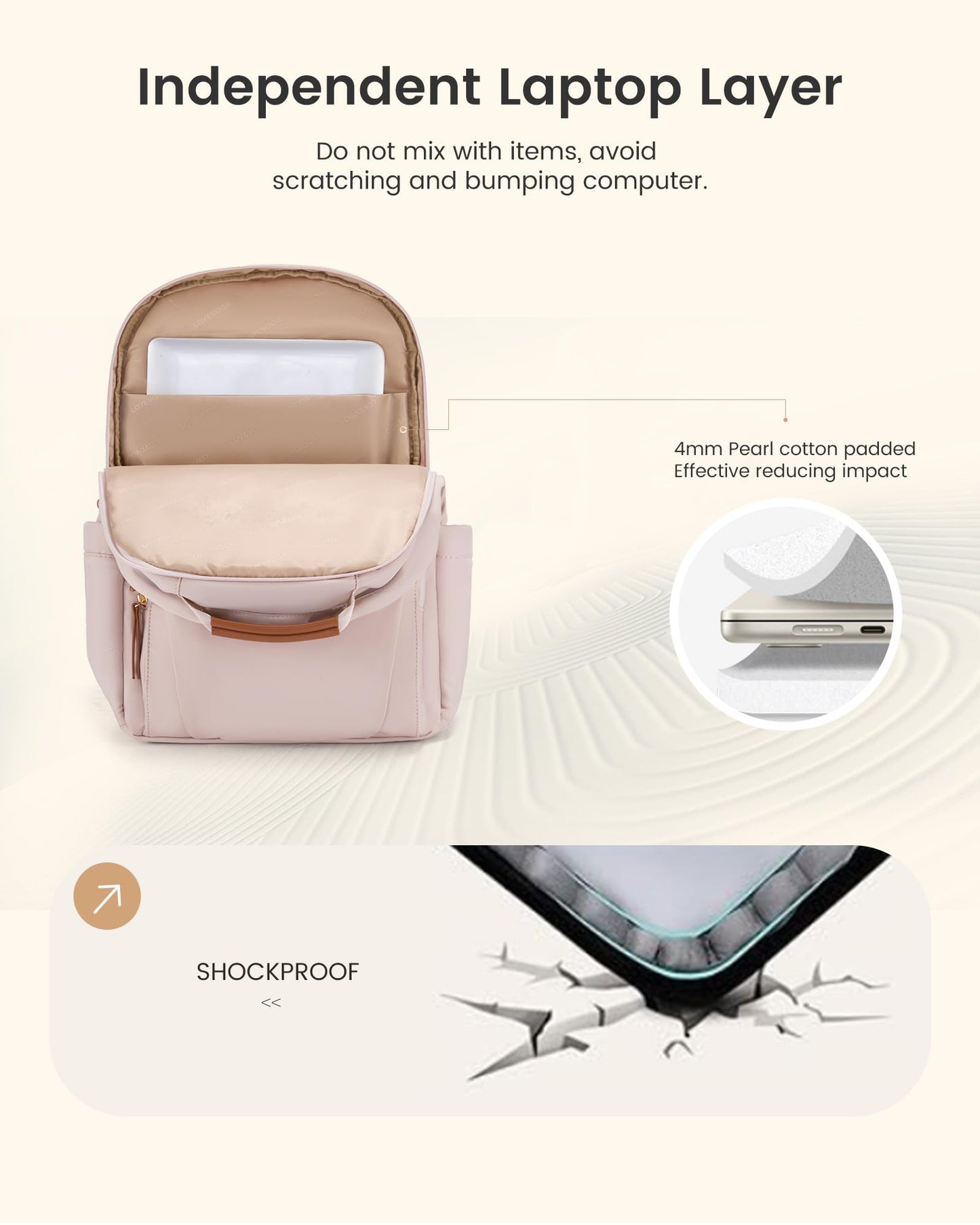LOVEVOOK Laptop Backpack for Women with Leather Trim & Tumbler Pockets, 15.6" Work Backpack Purse, Travel Personal Item Bag, Carry On Business Computer Bag for Office, School, or Gift, Sage Green