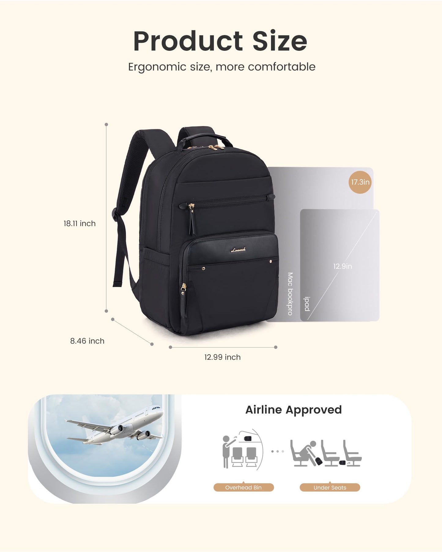LOVEVOOK Laptop Backpack for Women with Leather Trim & Tumbler Pockets, 15.6" Work Backpack Purse, Travel Personal Item Bag, Carry On Business Computer Bag for Office, School, or Gift, Sage Green