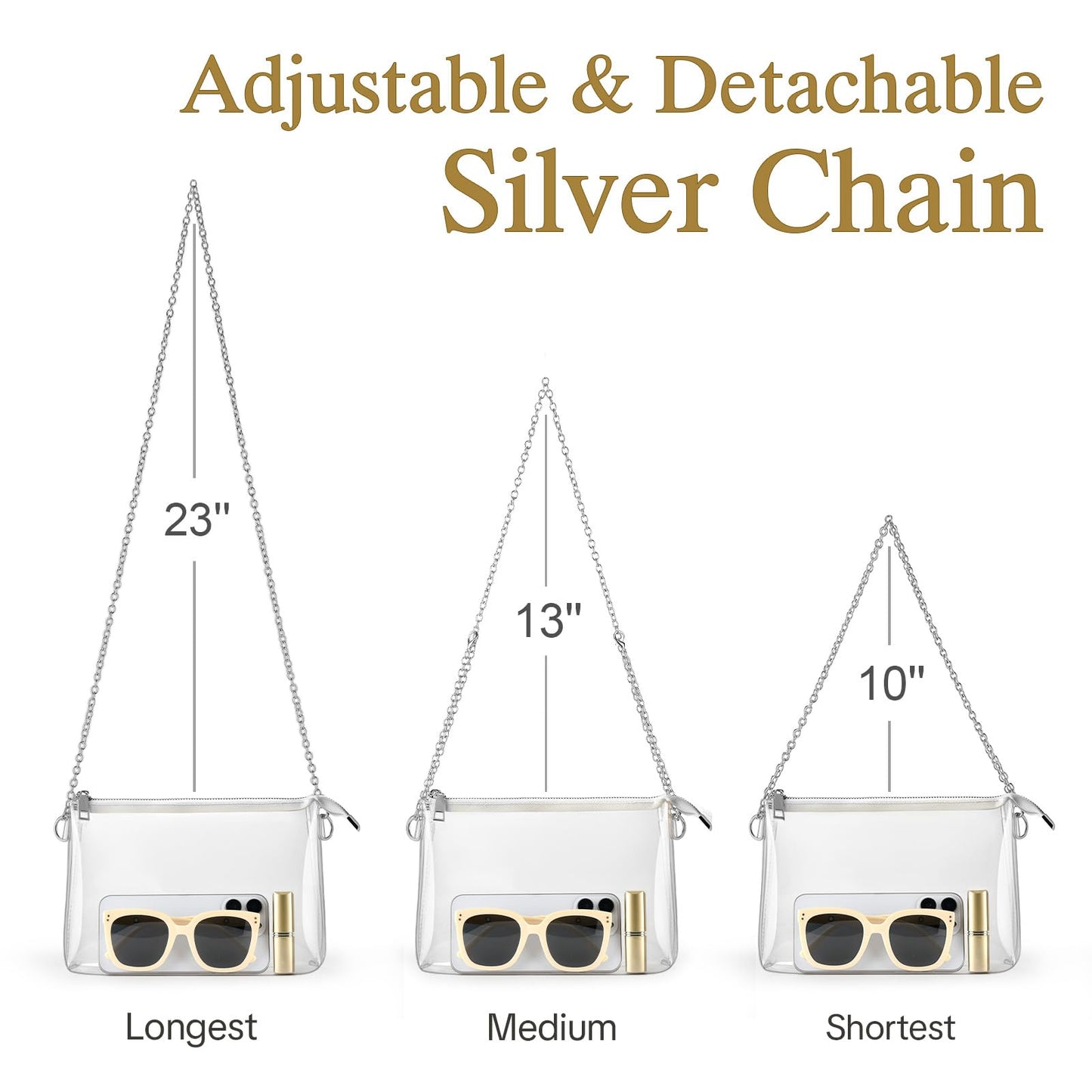 BS-VOG Clear Purse for Stadium Events, Clear Crossbody Bag for Women