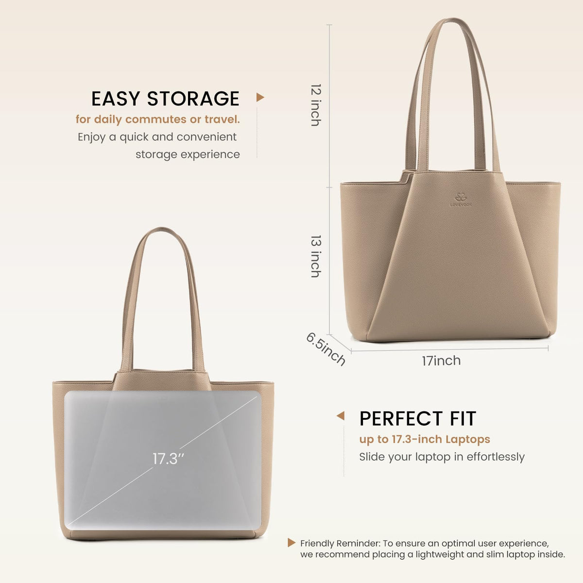 LOVEVOOK Laptop Tote for Women - 15.6 Inch Faux Leather Laptop Bag with Clutch, Large Capacity Office Purse Computer