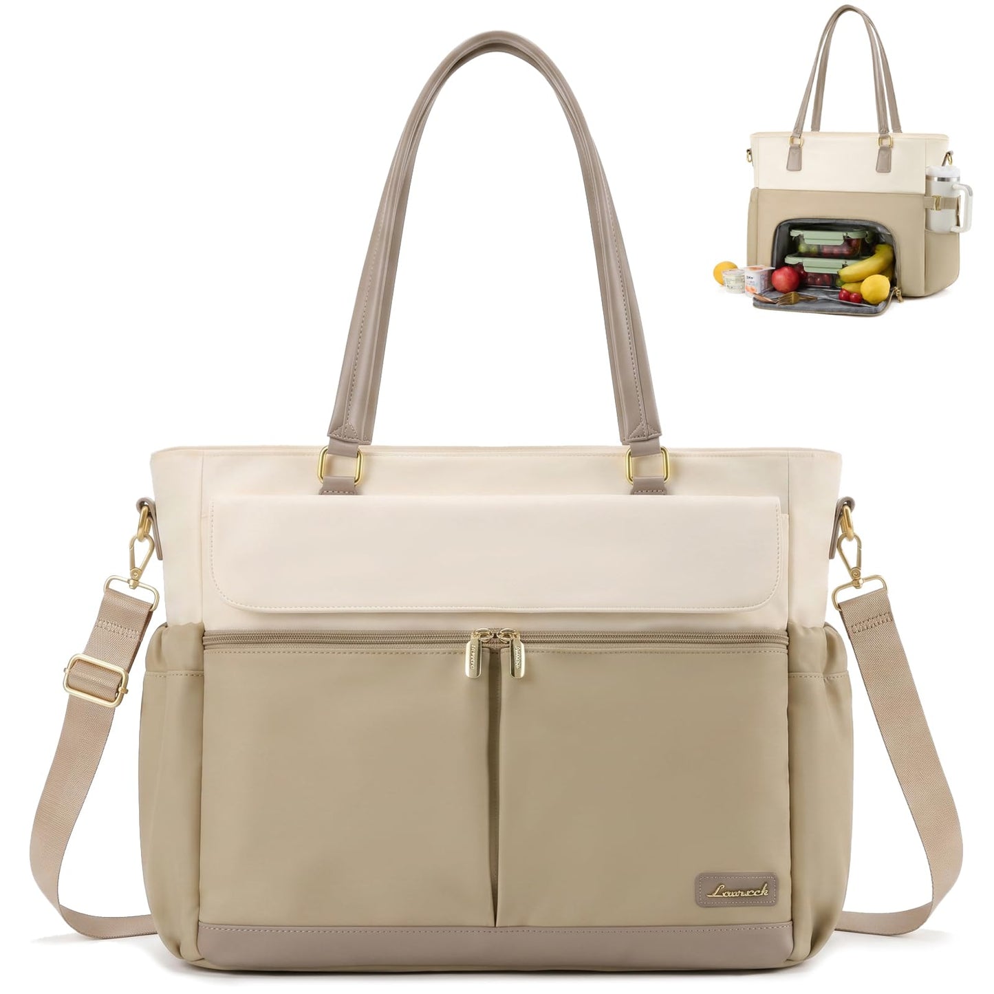 LOVEVOOK Lunch Tote Bag for Women, Work Laptop Bag with Lunch Compartment