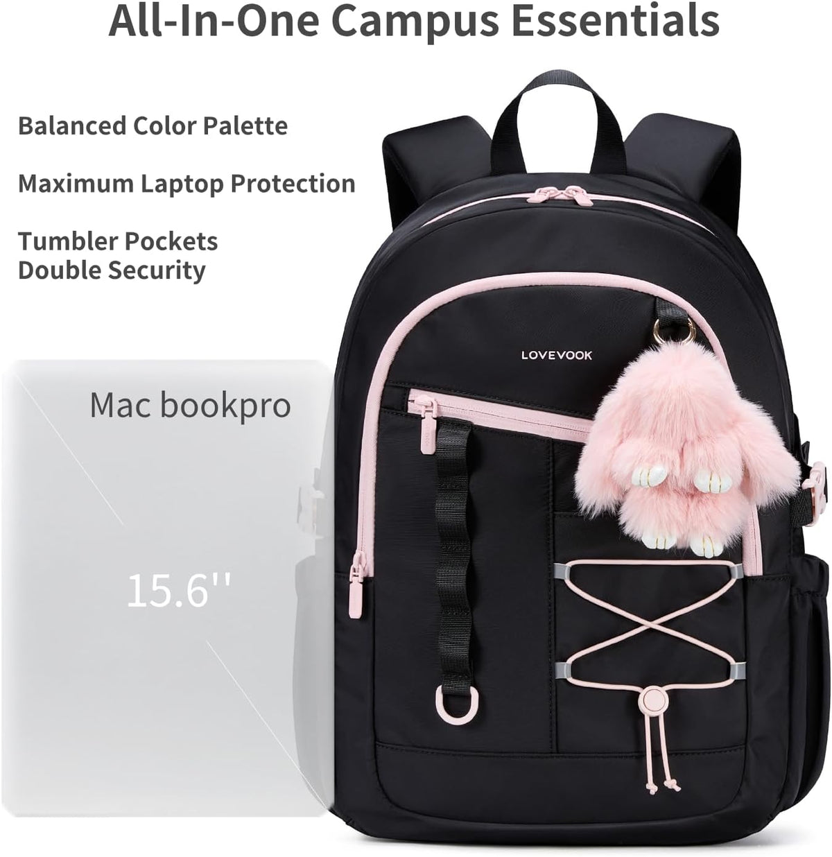 LOVEVOOK School Backpack for Girls，large Capacity 15.6 Laptop Backpack