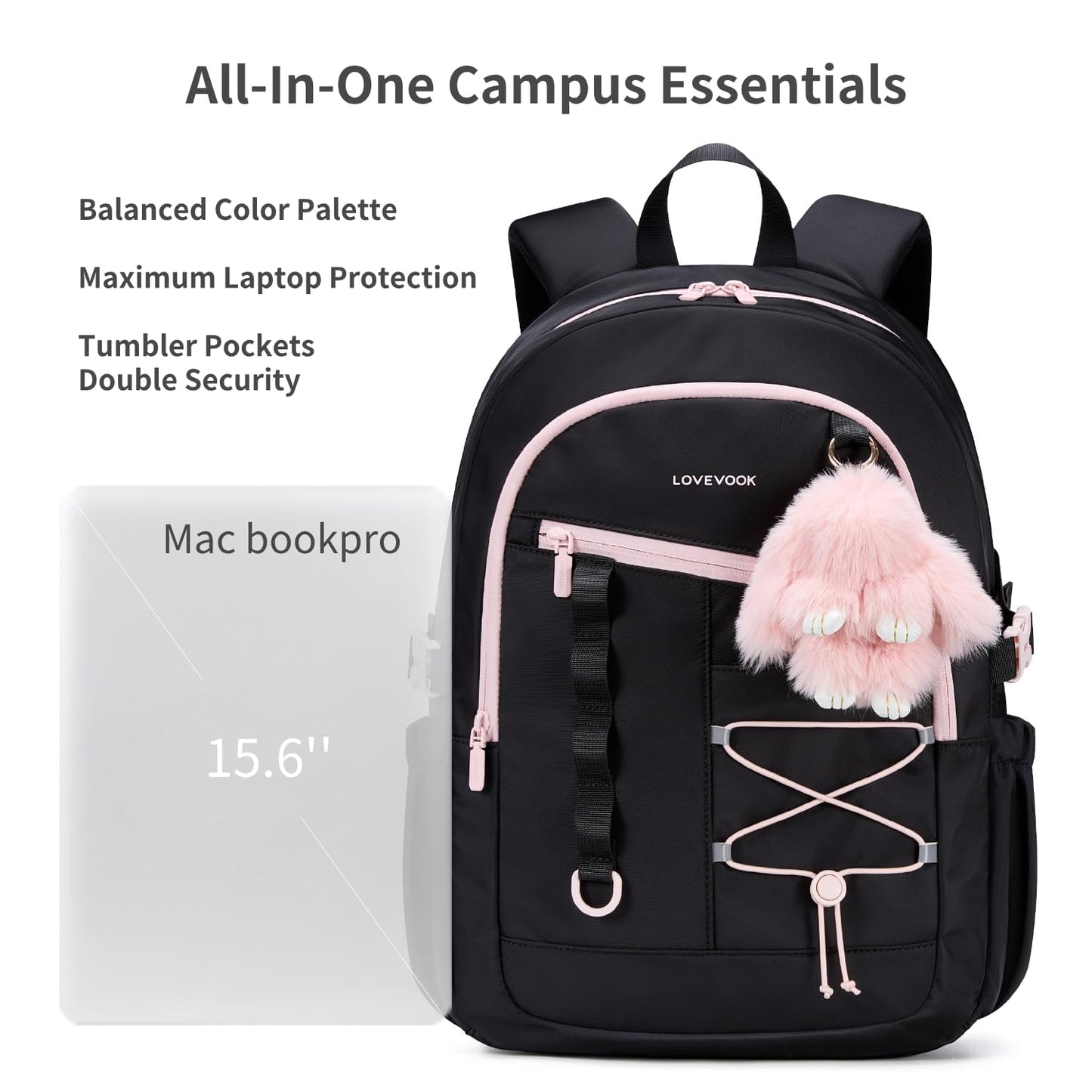 LOVEVOOK School Backpack for Girls，large Capacity 15.6 Laptop Backpack