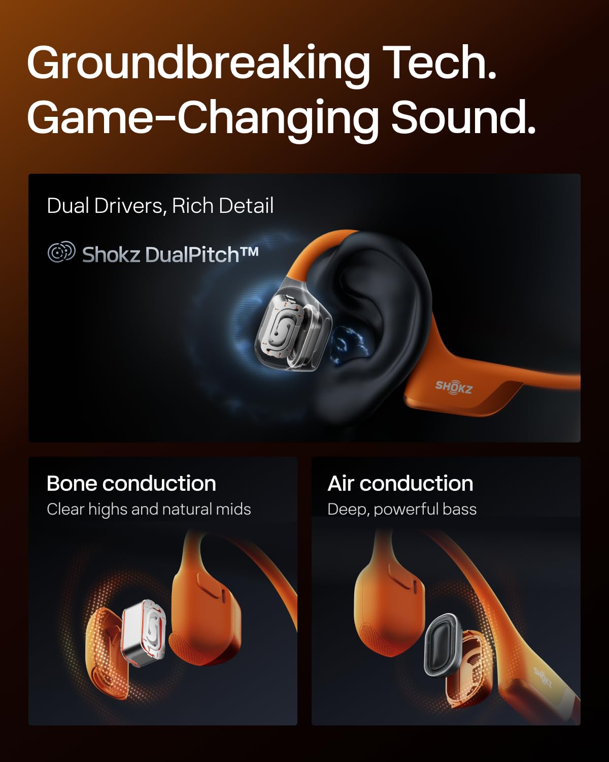 SHOKZ OpenRun Pro 2 Bone Conduction Bluetooth Sport Headphones, Black