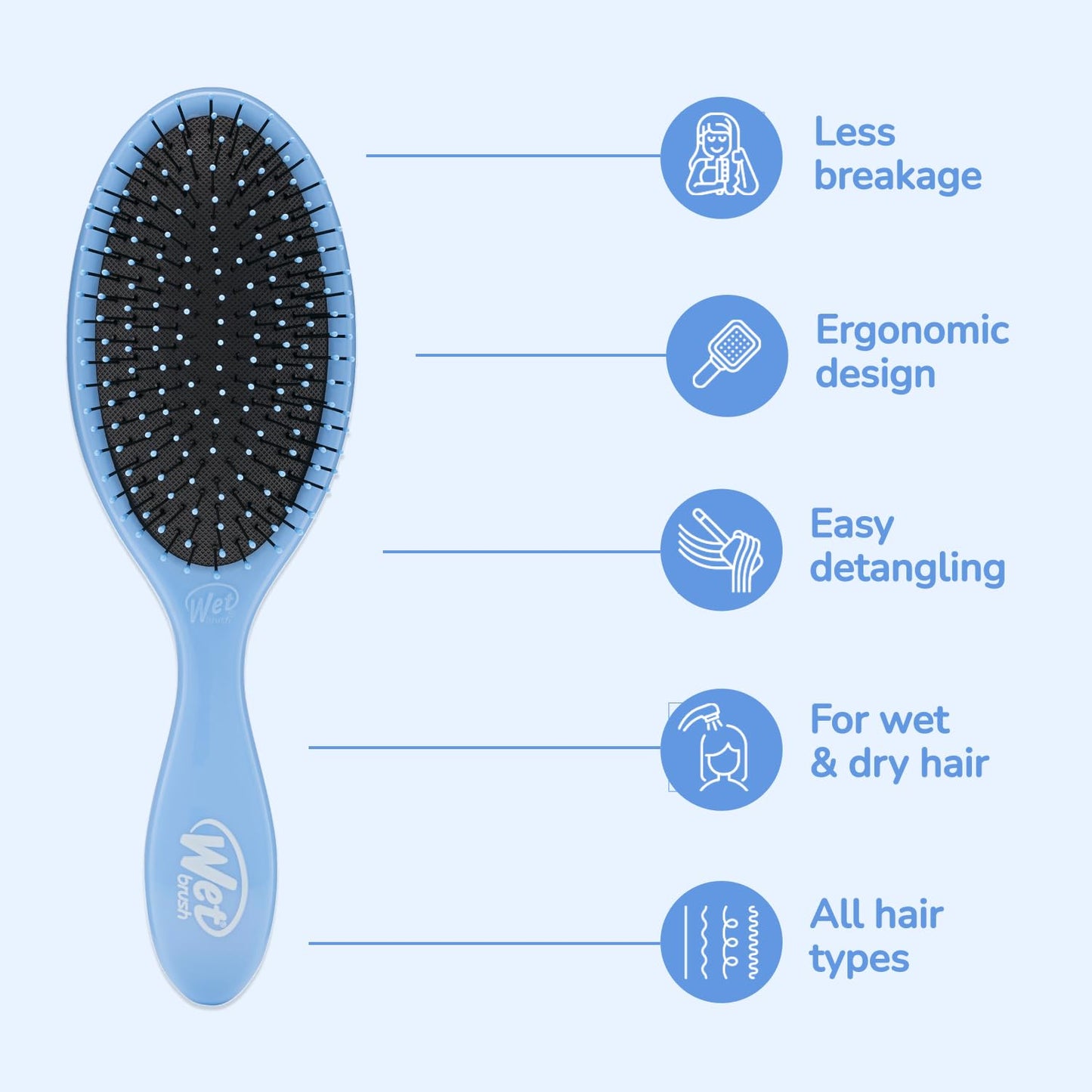 Wet Brush Original Detangler Hair Brush, Black Frost, For All Hair Textures