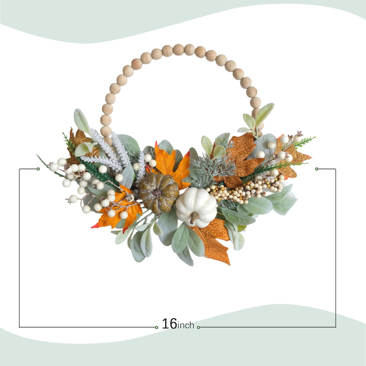 20" Harvest Fall Wreath for Front Door,Pumpkins Berries Autumn Wreaths