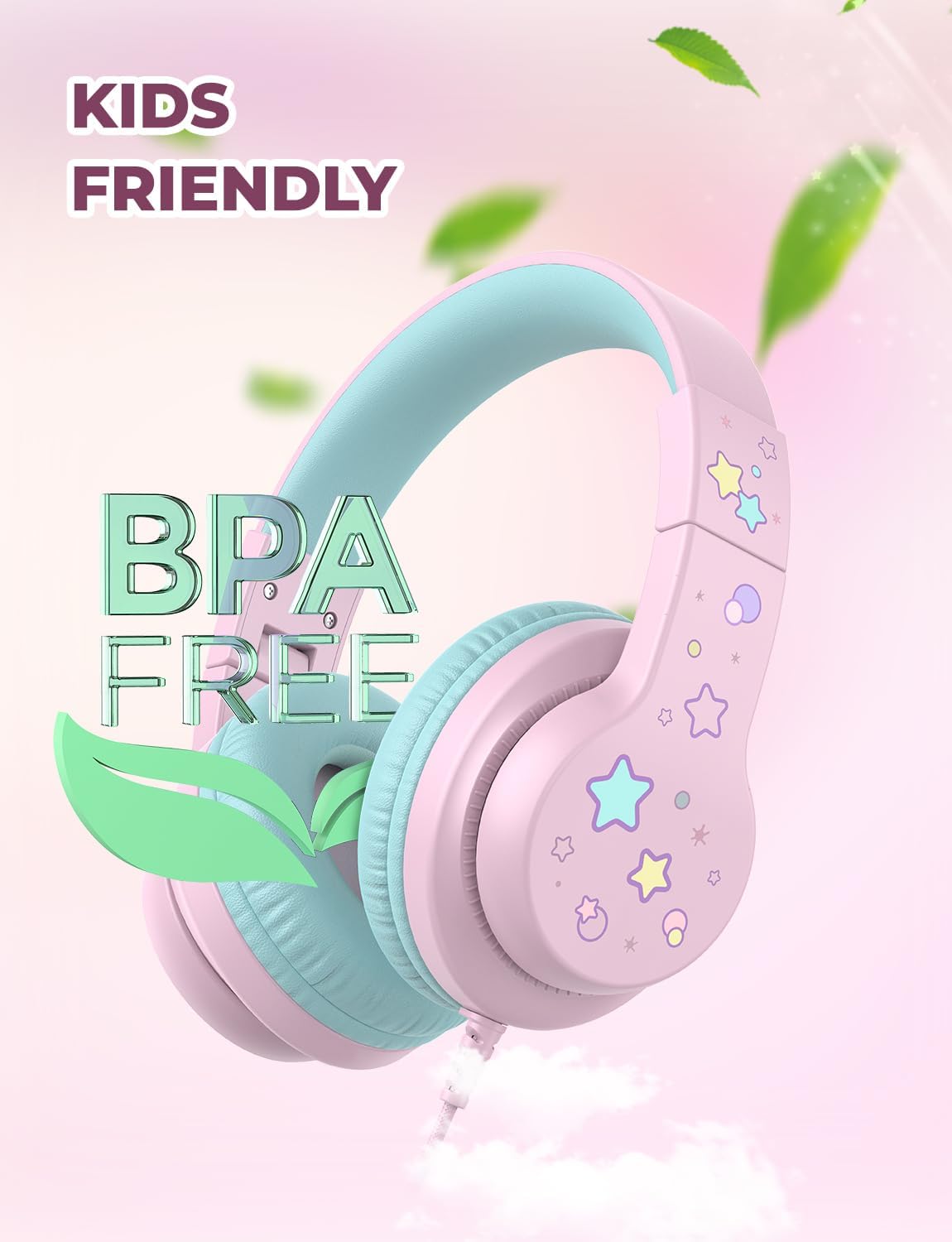 iClever HS19S Kids Headphones for School, Over-Ear for Toddler Boys Girls