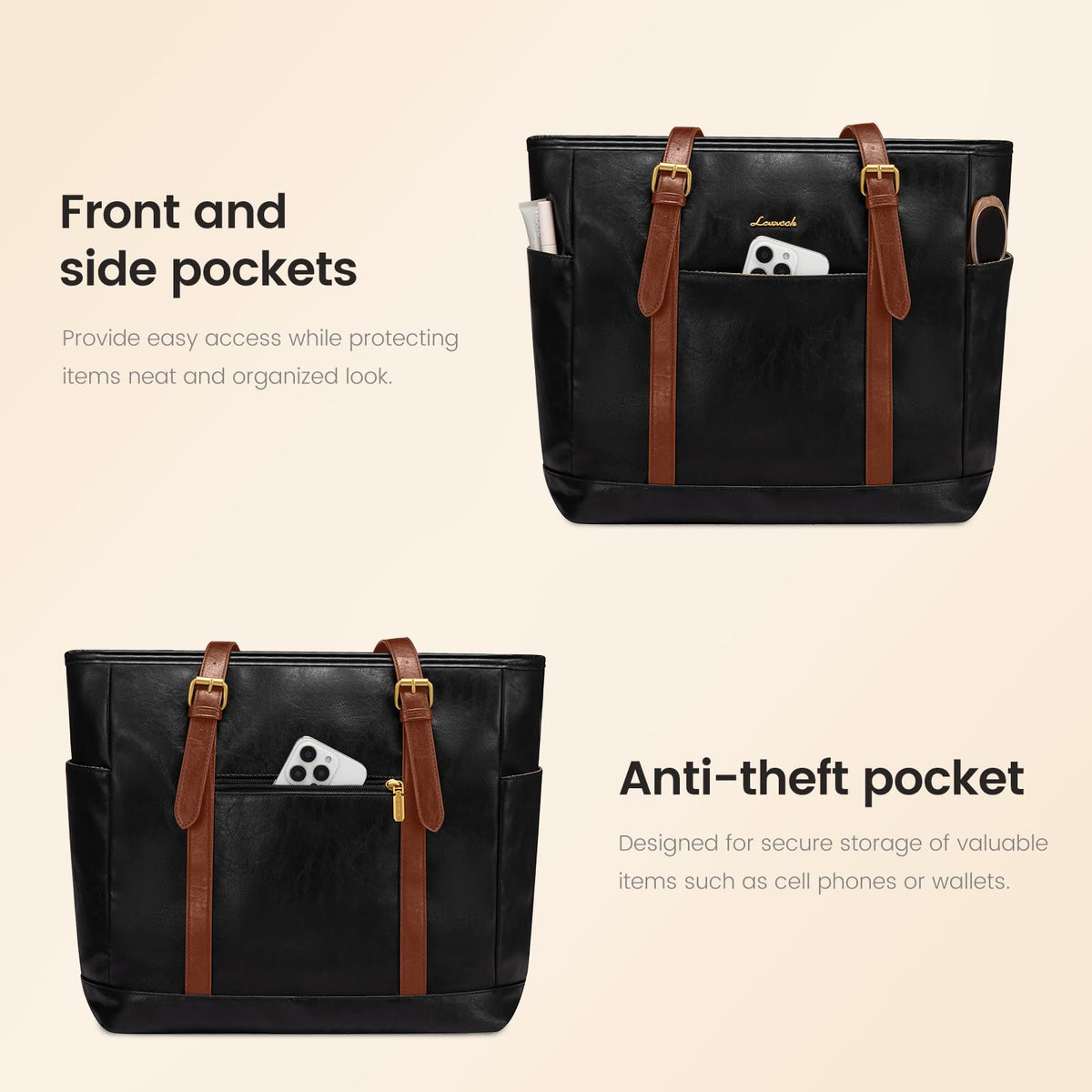 LOVEVOOK Laptop Work Tote Bag for Women,Teacher Computer Briefcase Business Shoulder Bag for Office Travel Gift