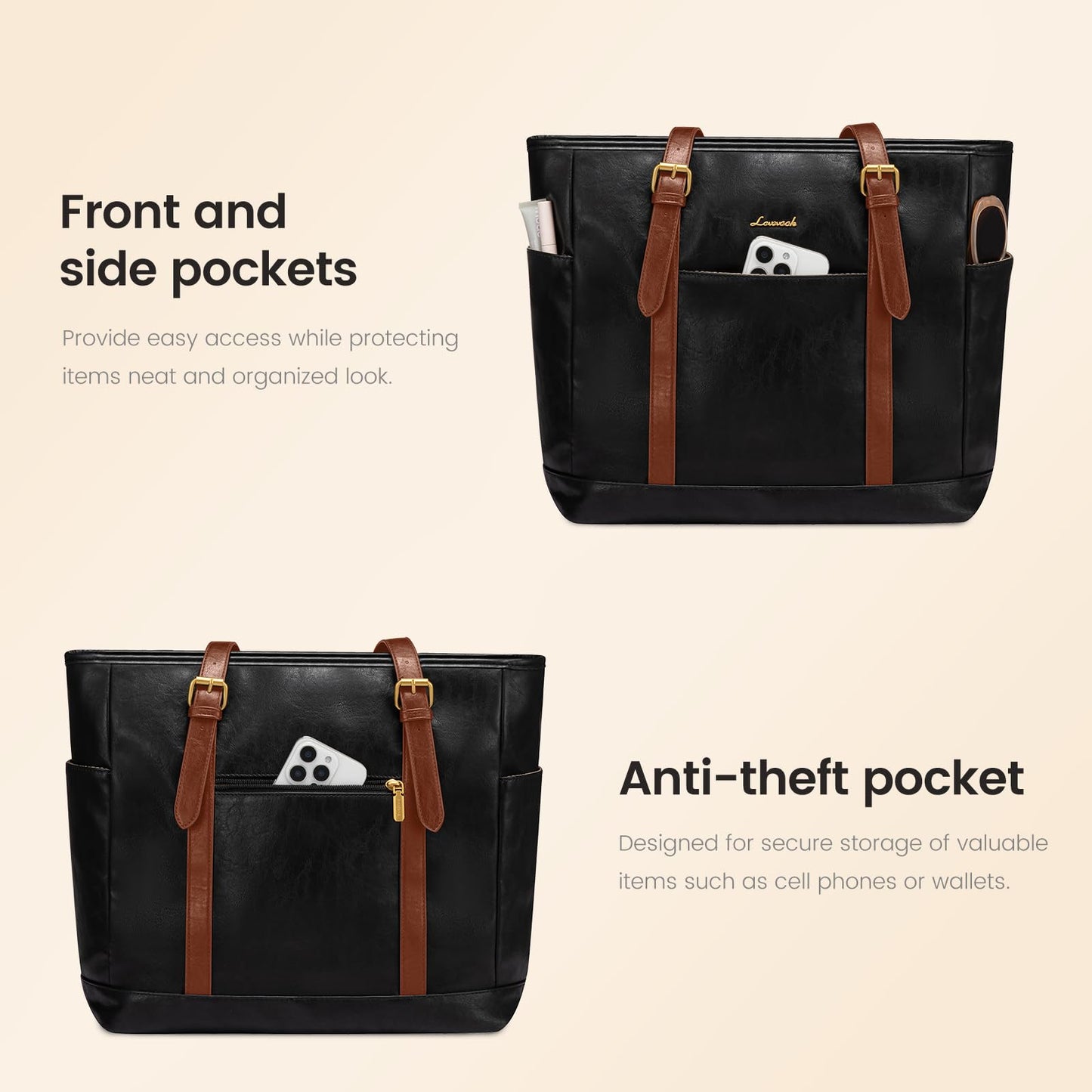 LOVEVOOK Laptop Work Tote Bag for Women,Teacher Computer Briefcase Business Shoulder Bag for Office Travel Gift
